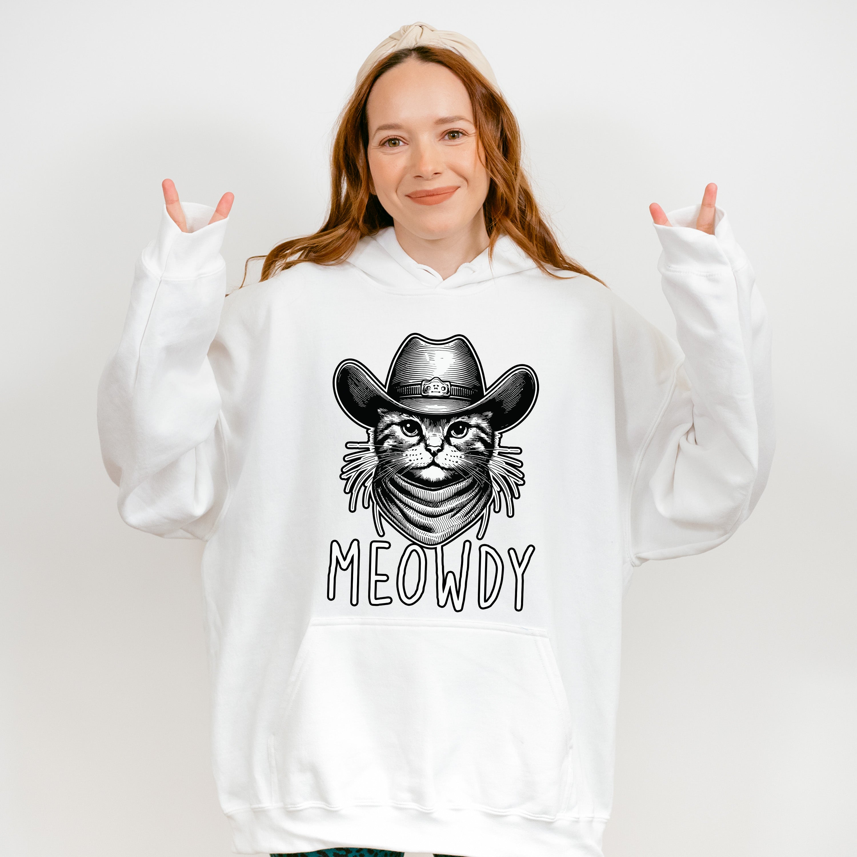 Meowdy Cowboy Cat - Cats Unisex Crewneck T-Shirt Sweatshirt Hoodie