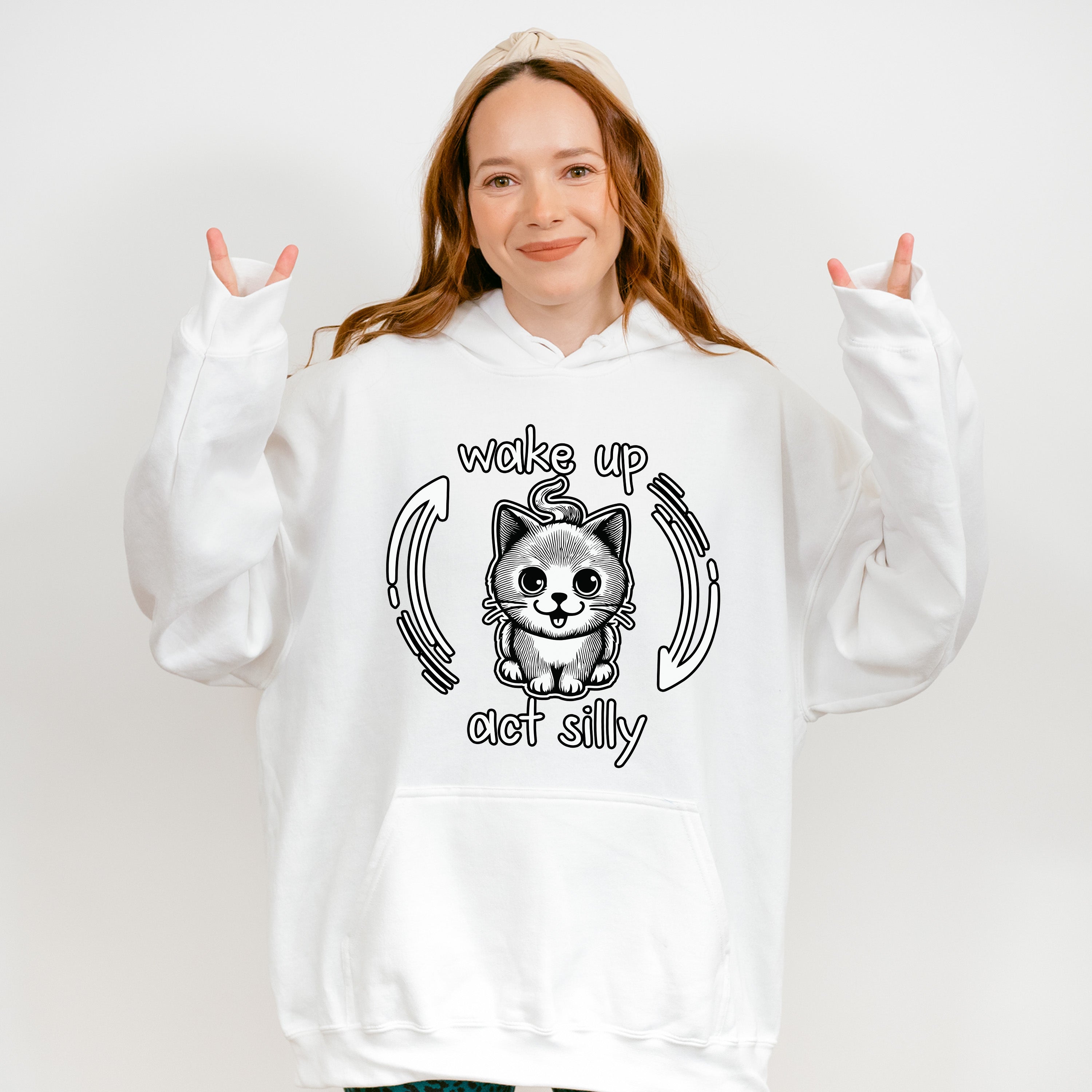 Wake Up Act Silly Cat Design - Cats Unisex Crewneck T-Shirt Sweatshirt Hoodie