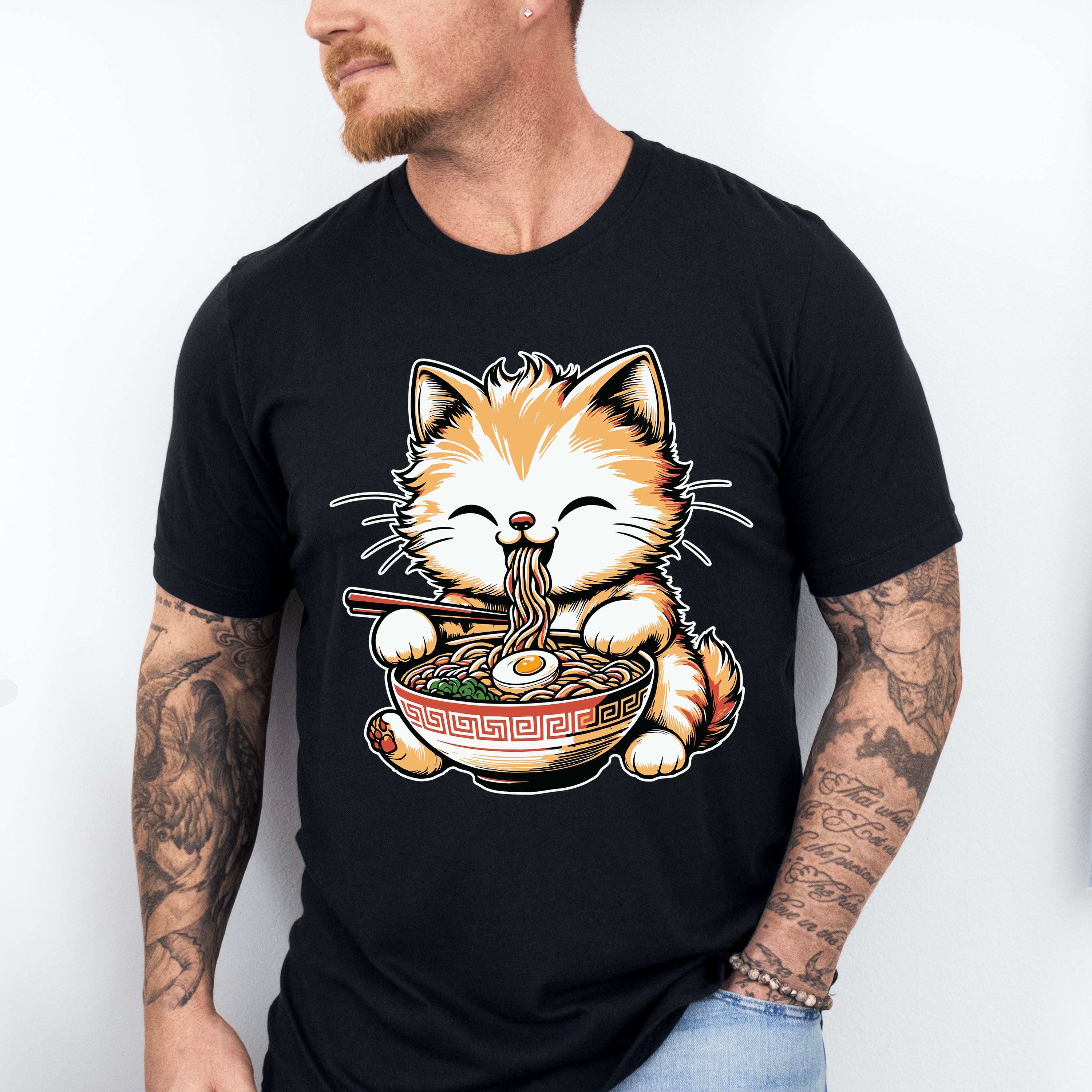 Orange Cat Ramen Design - Cats Unisex Crewneck T-Shirt Sweatshirt Hoodie