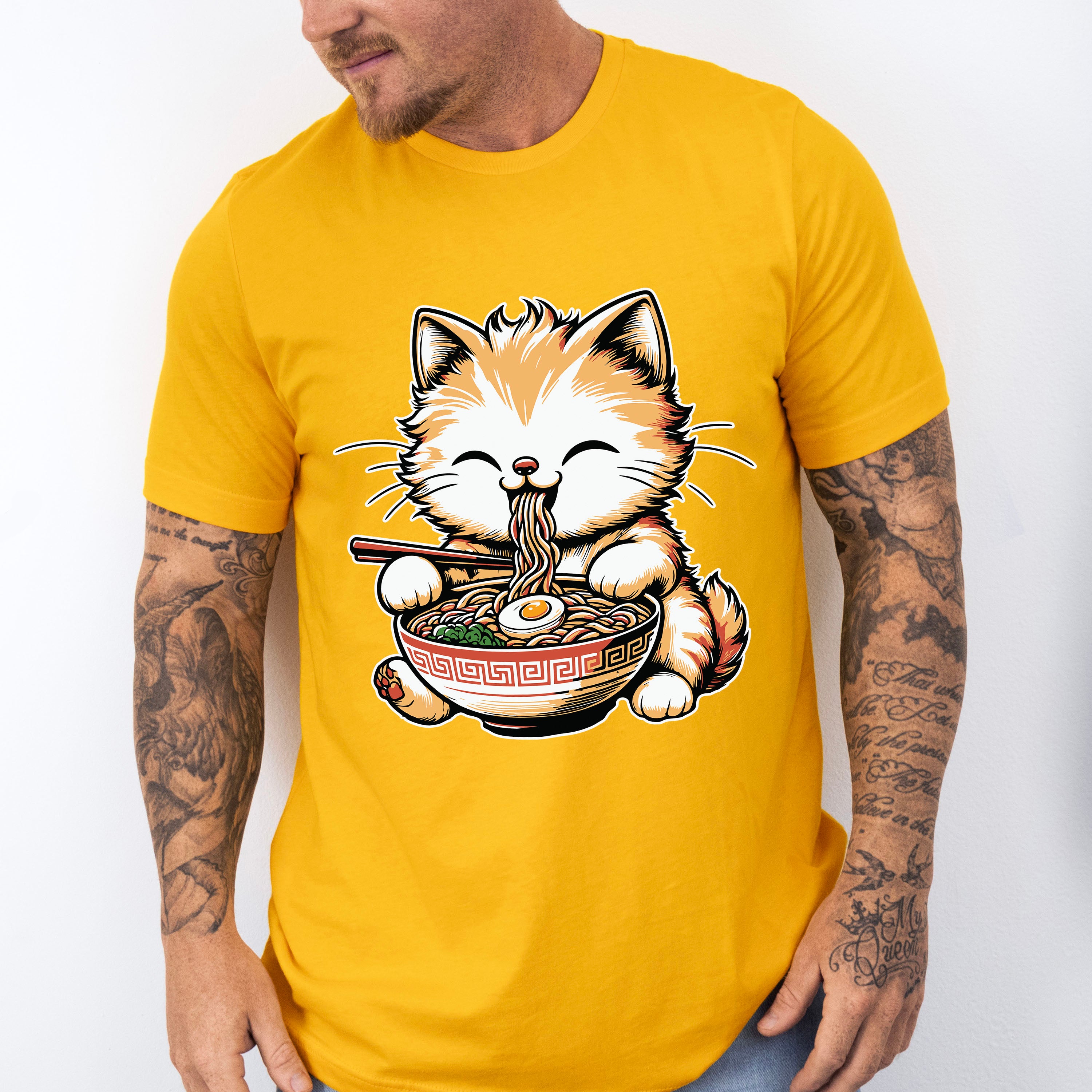 Orange Cat Ramen Design - Cats Unisex Crewneck T-Shirt Sweatshirt Hoodie
