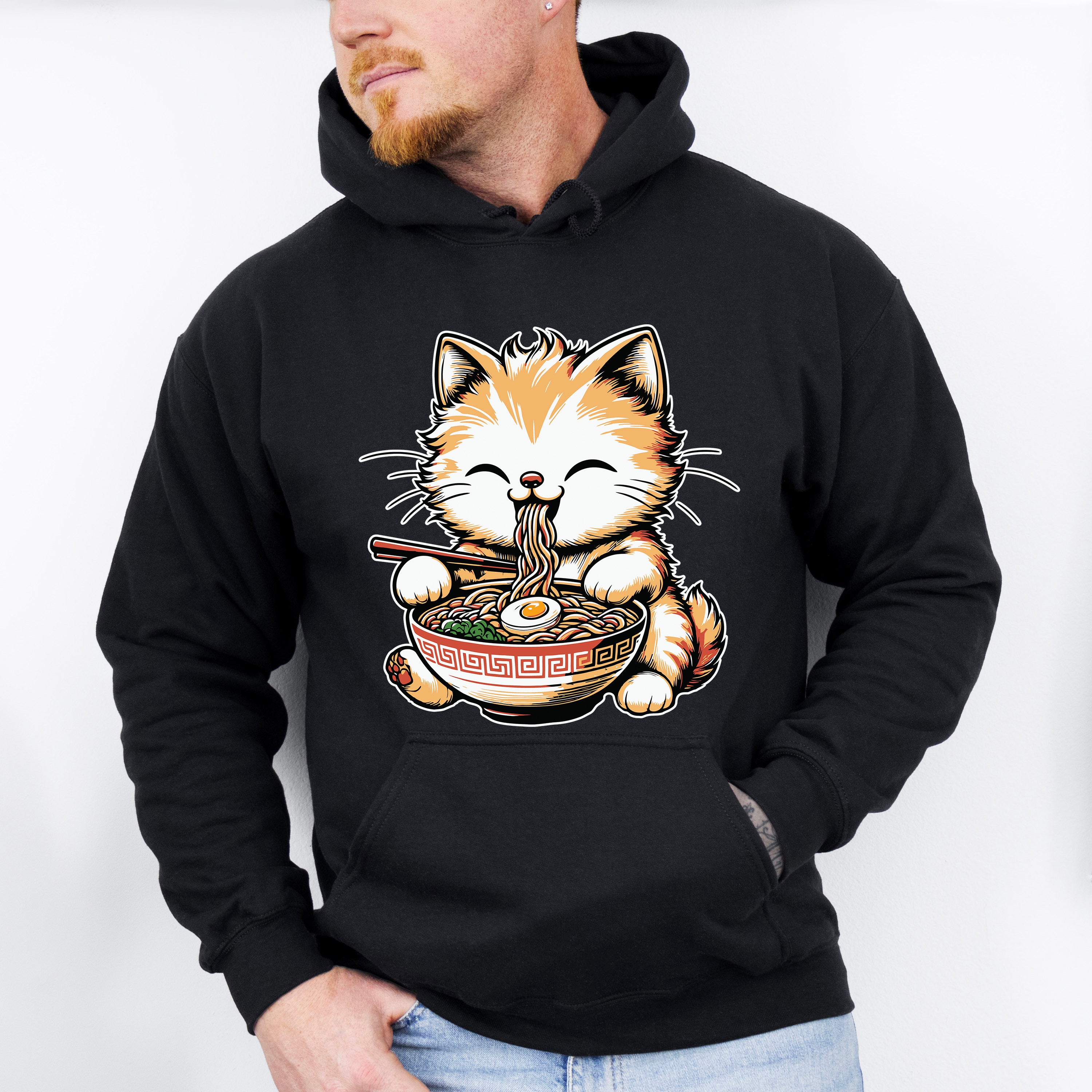 Orange Cat Ramen Design - Cats Unisex Crewneck T-Shirt Sweatshirt Hoodie