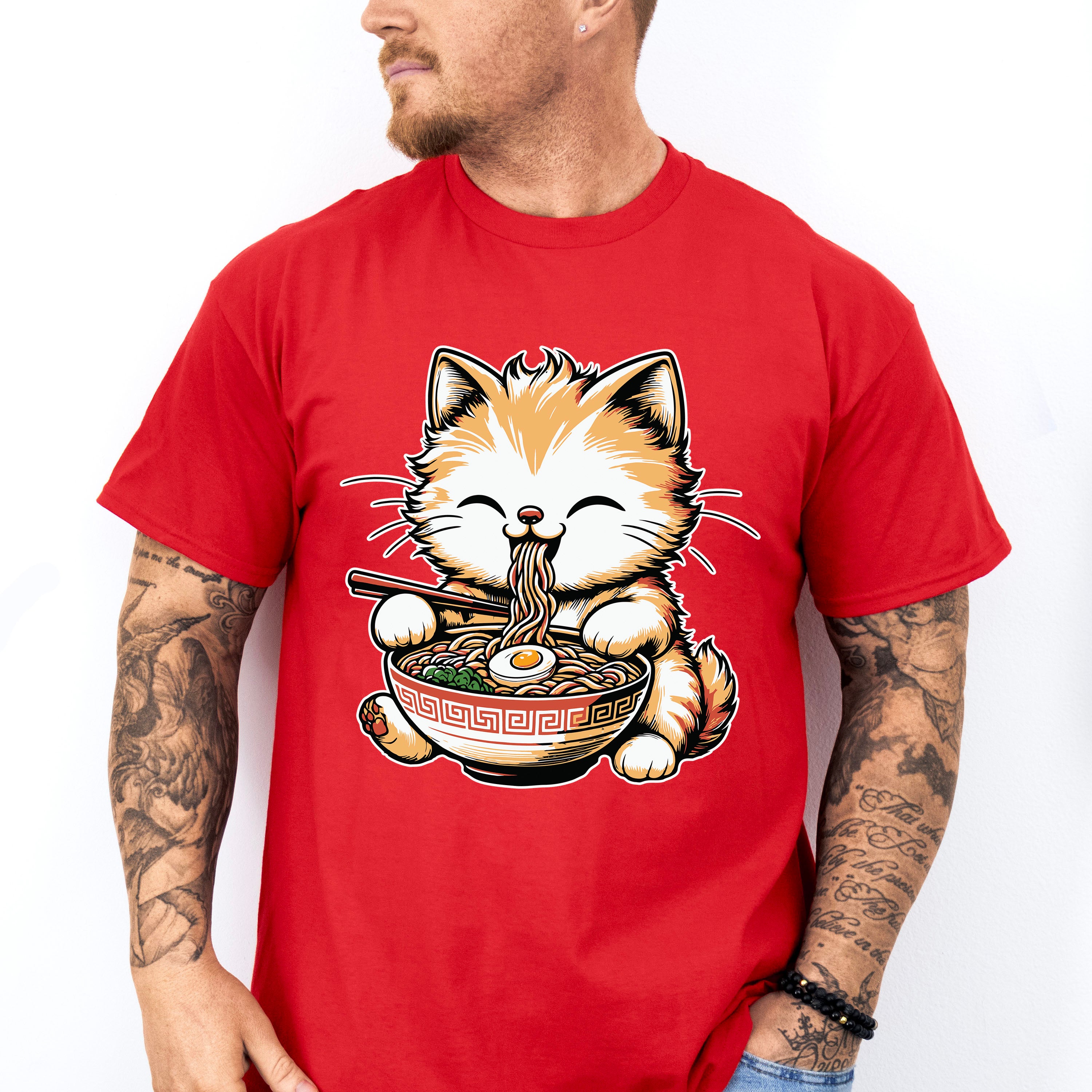 Orange Cat Ramen Design - Cats Unisex Crewneck T-Shirt Sweatshirt Hoodie