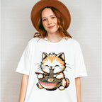 Orange Cat Ramen Design - Cats Unisex Crewneck T-Shirt Sweatshirt Hoodie