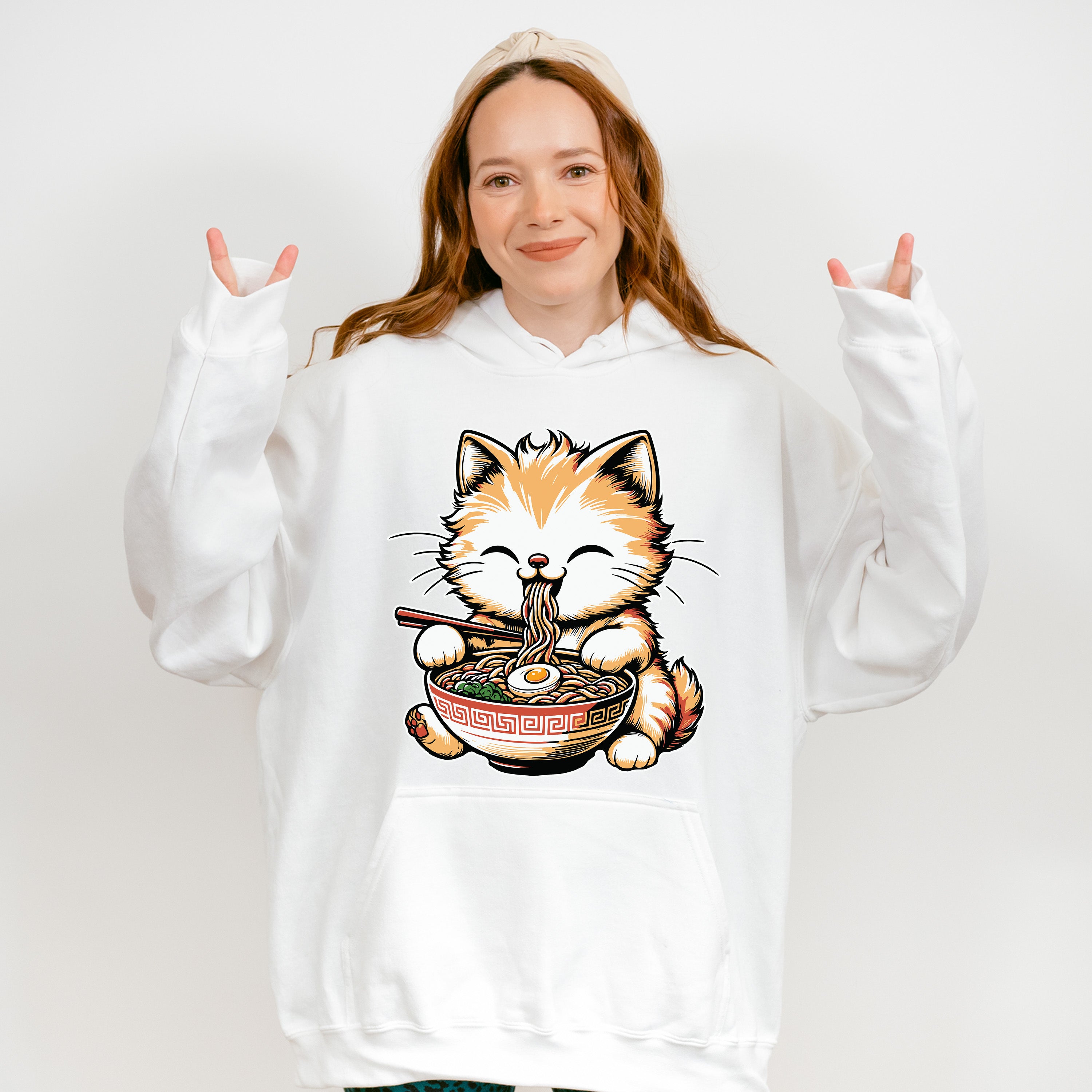 Orange Cat Ramen Design - Cats Unisex Crewneck T-Shirt Sweatshirt Hoodie