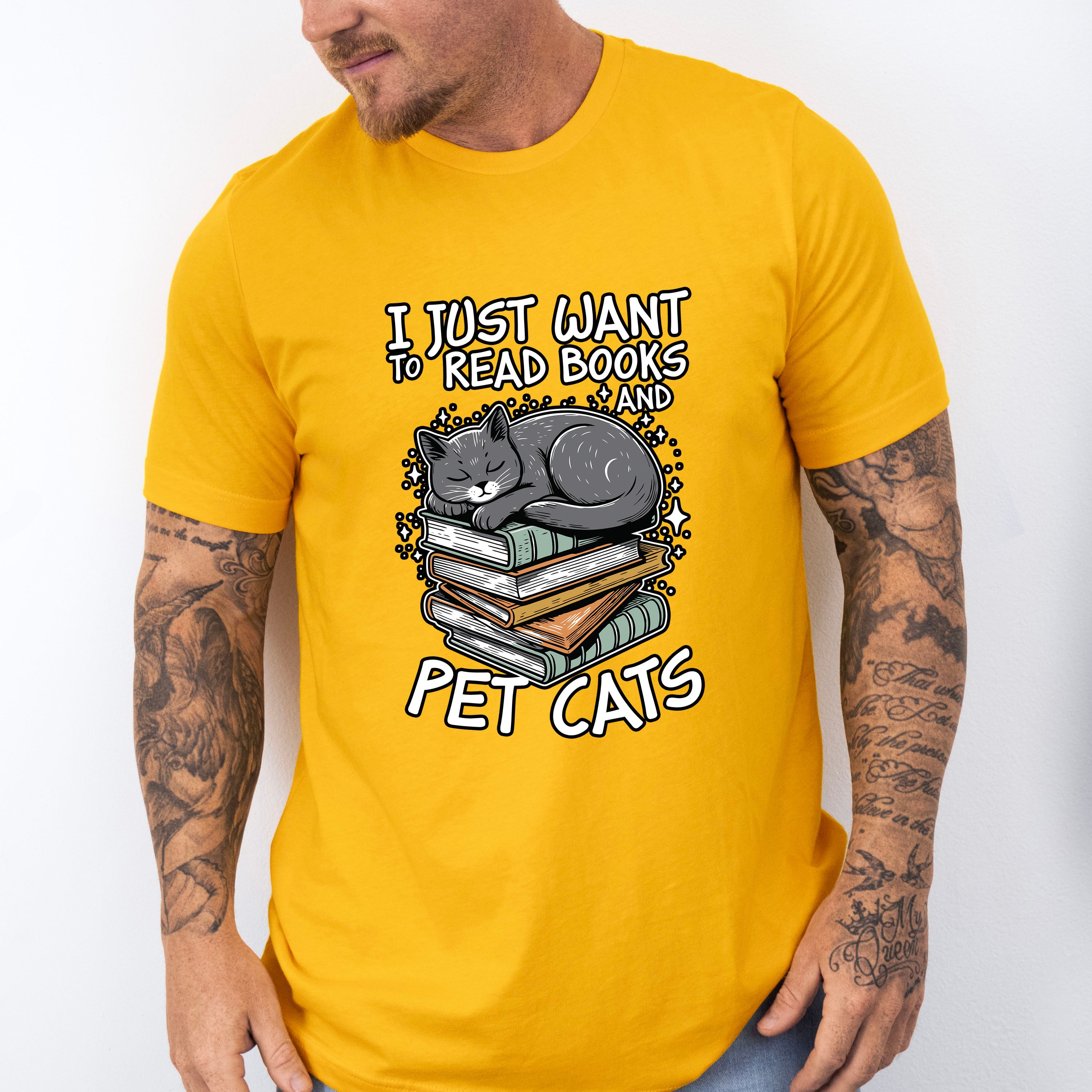 I Just Wanna Read Books And Pet Cats - Cats Unisex Crewneck T-Shirt Sweatshirt Hoodie