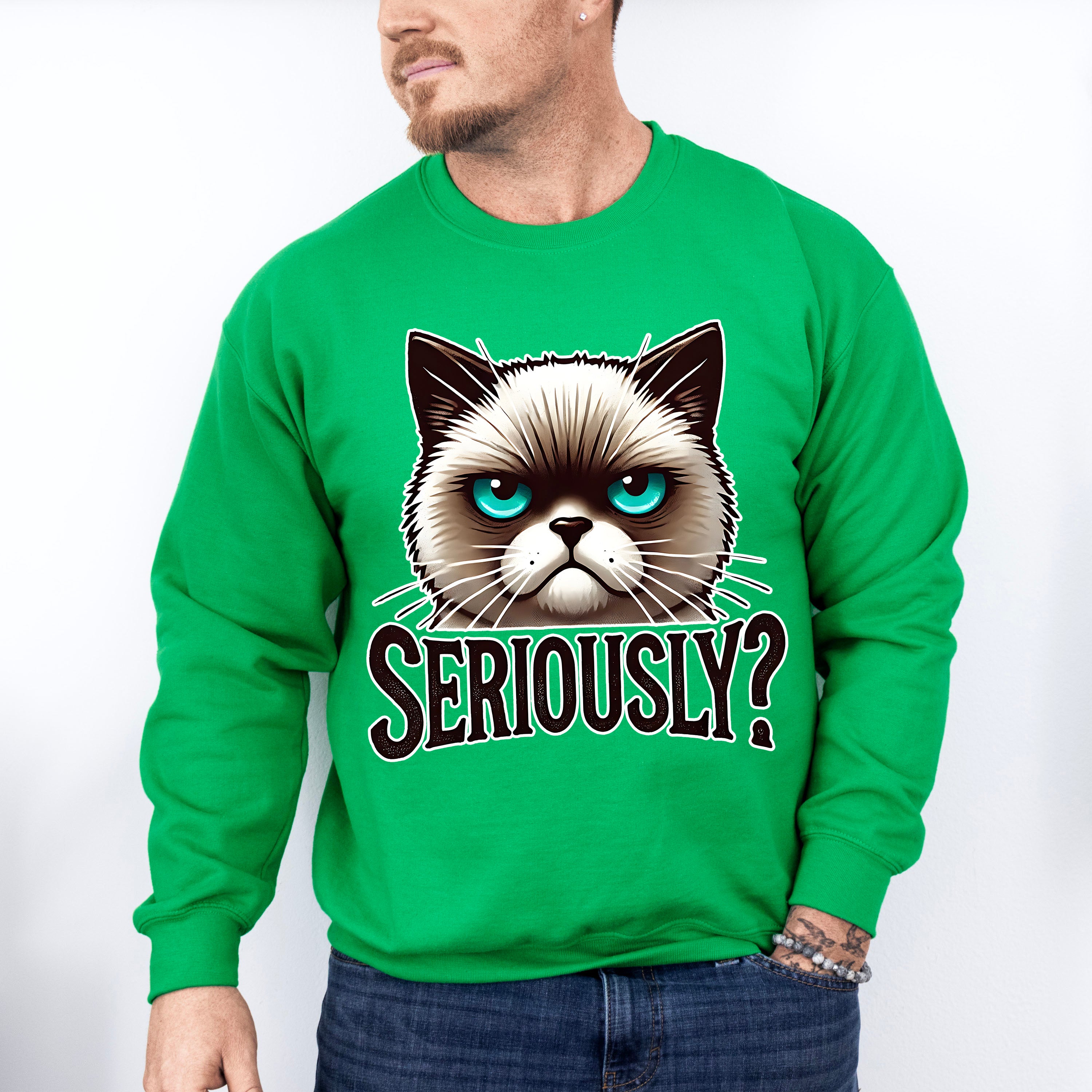 Seriously Cat Design - Cats Unisex Crewneck T-Shirt Sweatshirt Hoodie