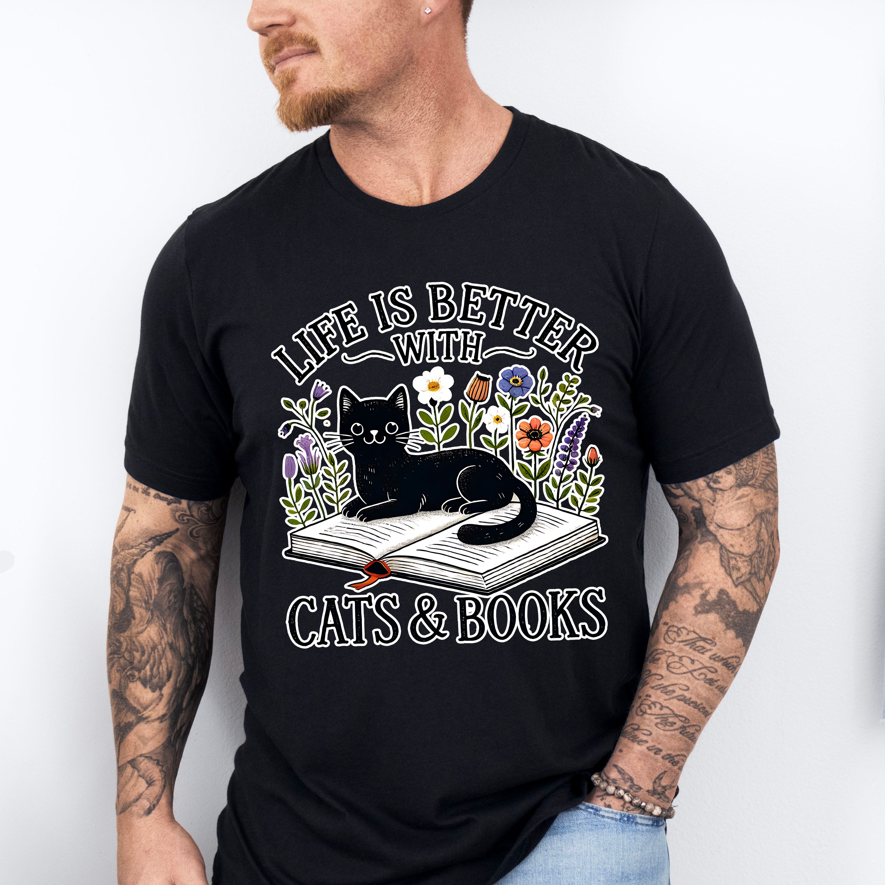 Life Is Better With Cats And Books - Cats Unisex Crewneck T-Shirt Sweatshirt Hoodie
