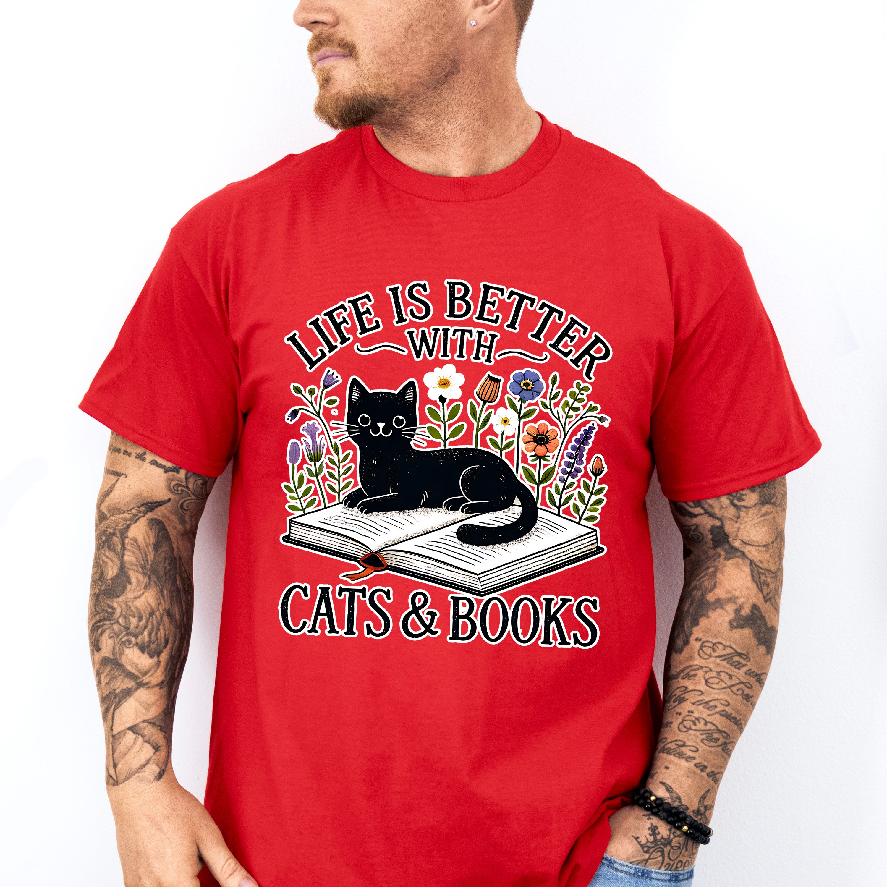 Life Is Better With Cats And Books - Cats Unisex Crewneck T-Shirt Sweatshirt Hoodie