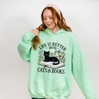 Life Is Better With Cats And Books - Cats Unisex Crewneck T-Shirt Sweatshirt Hoodie