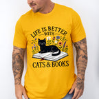 Life Is Better With Cats And Books - Cats Unisex Crewneck T-Shirt Sweatshirt Hoodie