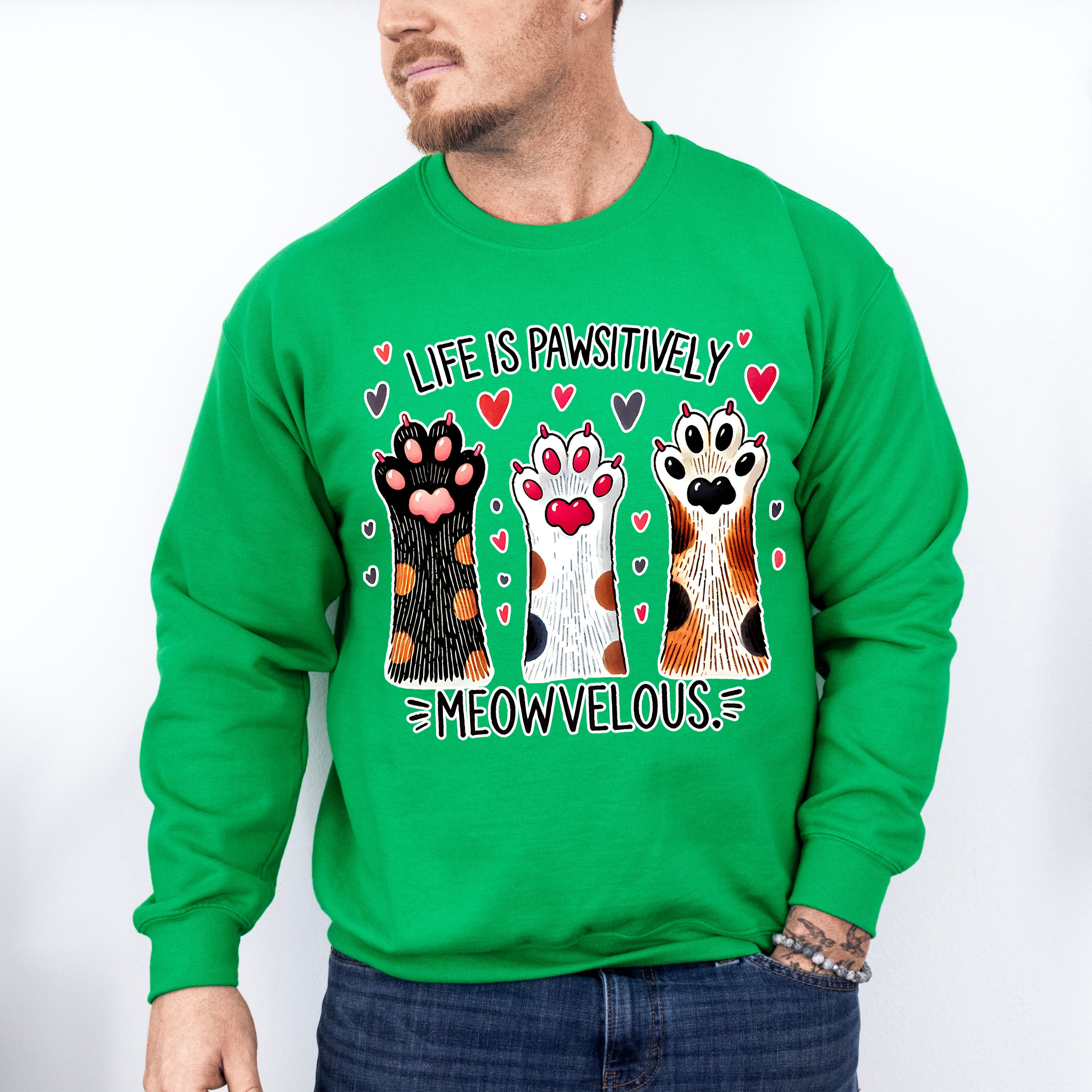 Life Is Pawsitively Meowvelous - Cats Unisex Crewneck T-Shirt Sweatshirt Hoodie