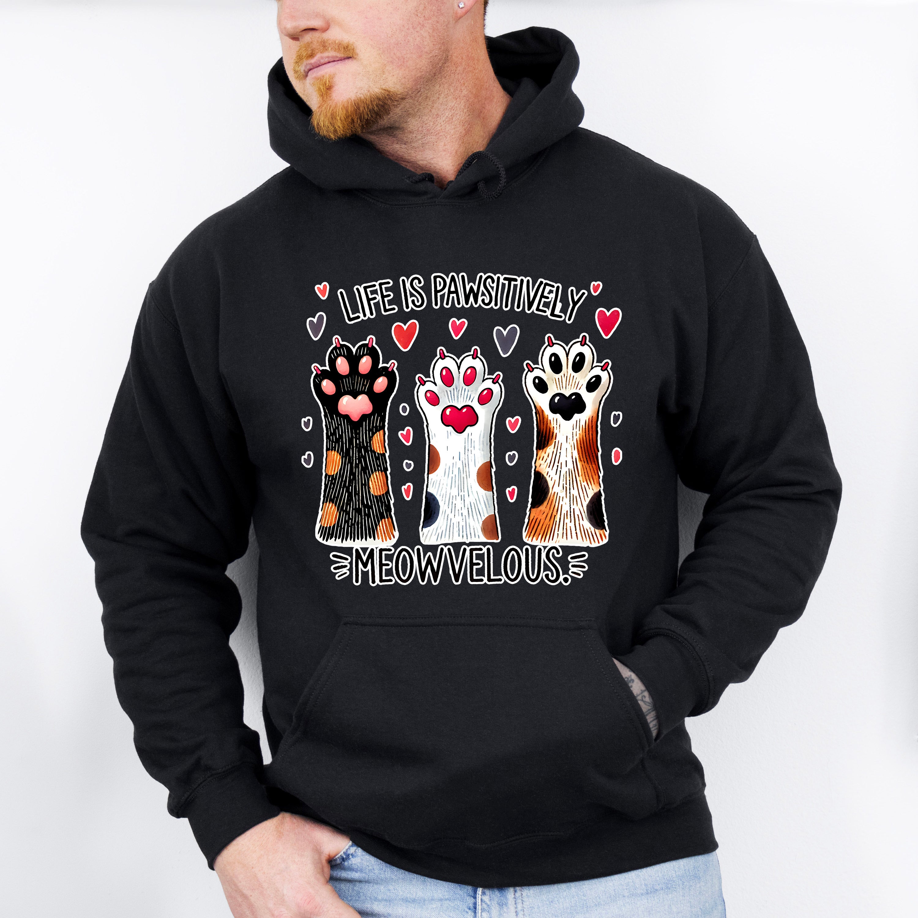 Life Is Pawsitively Meowvelous - Cats Unisex Crewneck T-Shirt Sweatshirt Hoodie