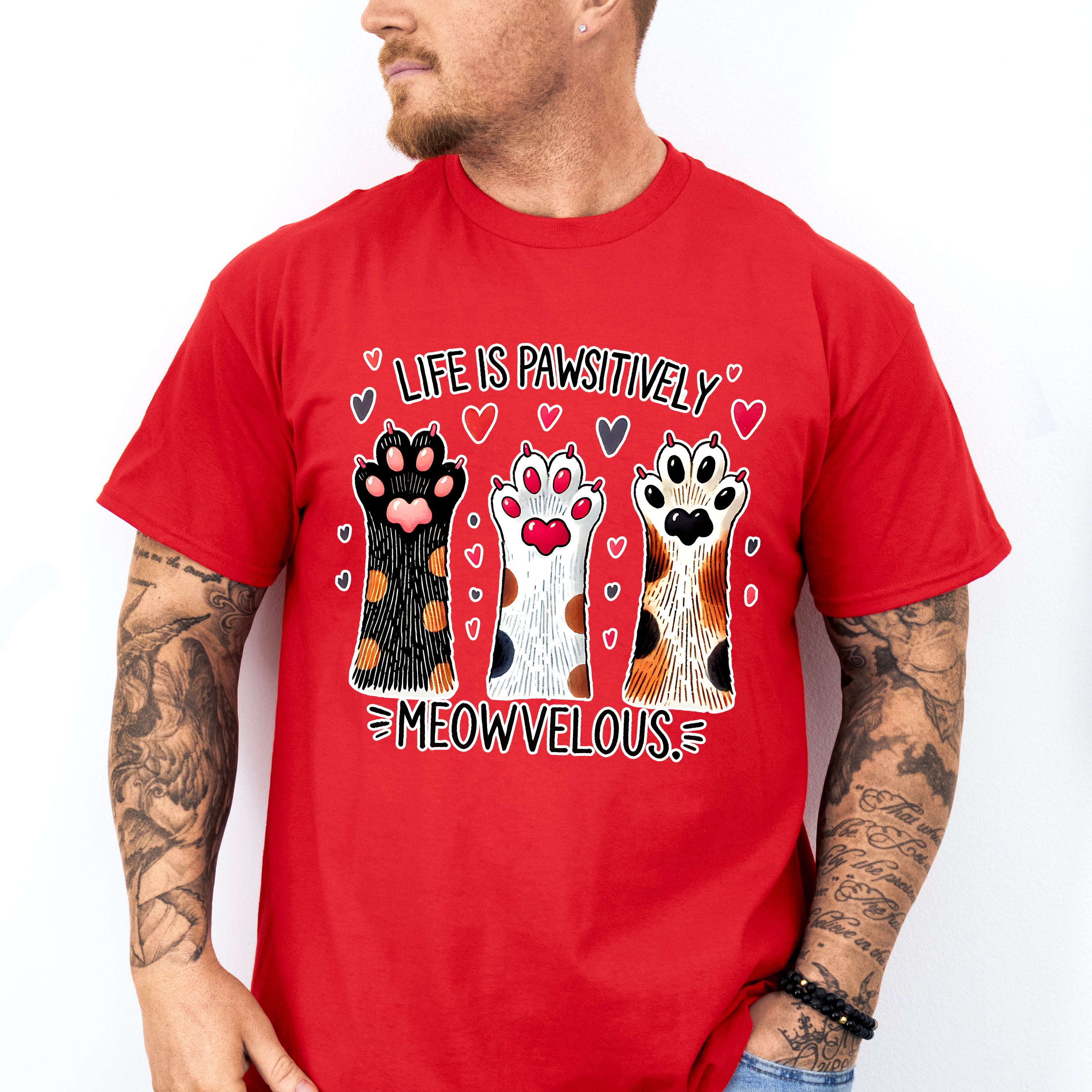 Life Is Pawsitively Meowvelous - Cats Unisex Crewneck T-Shirt Sweatshirt Hoodie