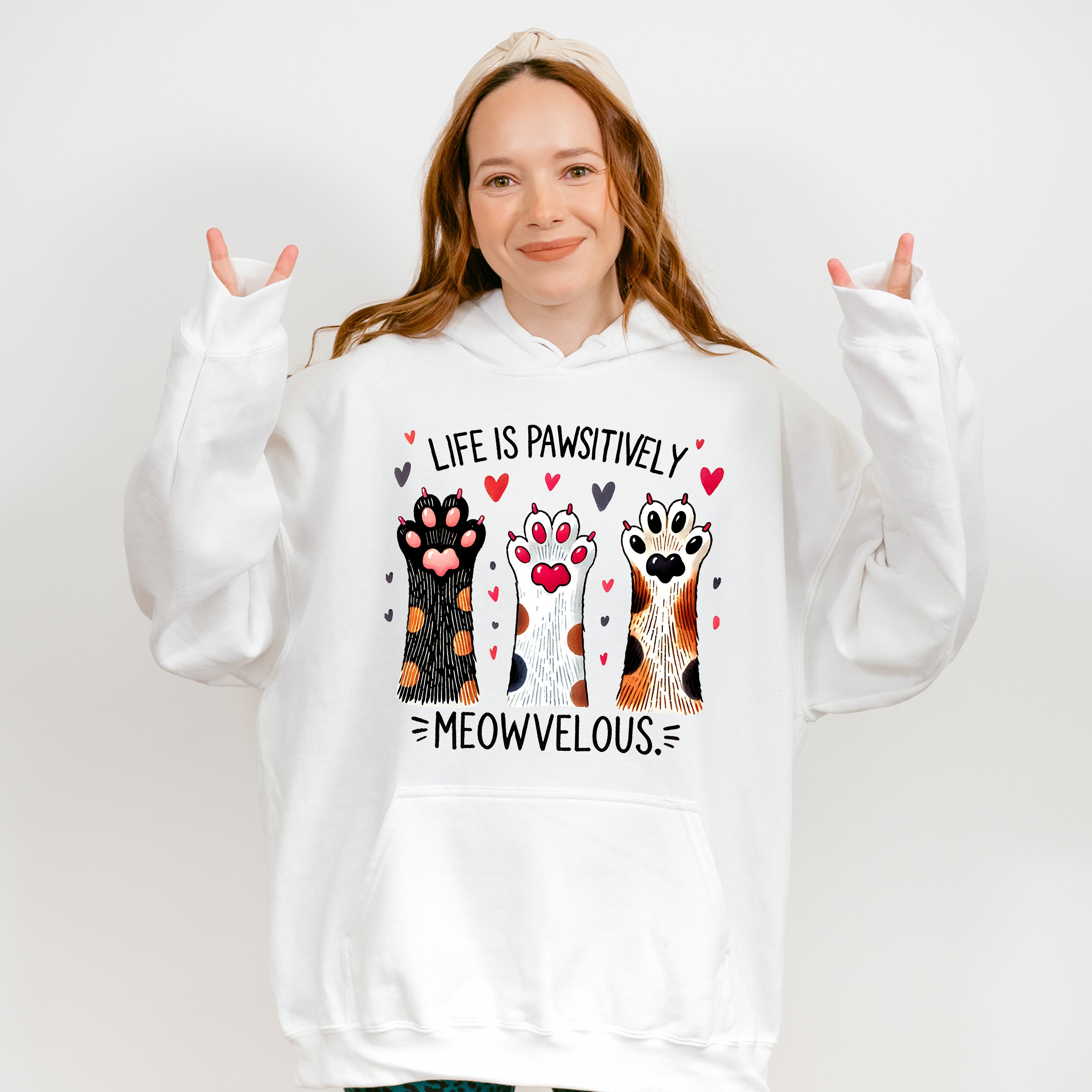 Life Is Pawsitively Meowvelous - Cats Unisex Crewneck T-Shirt Sweatshirt Hoodie