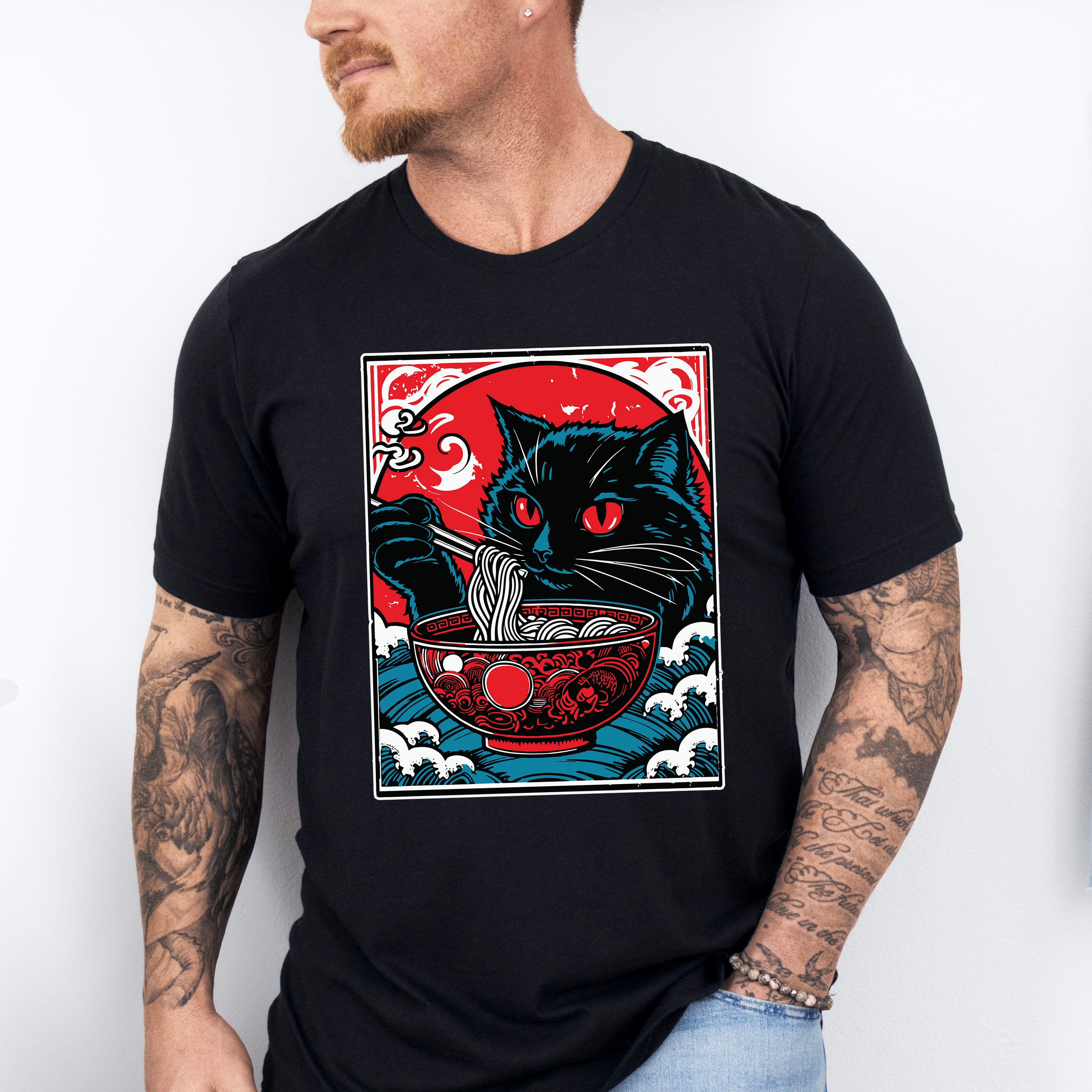 Cat Eating Ramen - Cats Unisex Crewneck T-Shirt Sweatshirt Hoodie