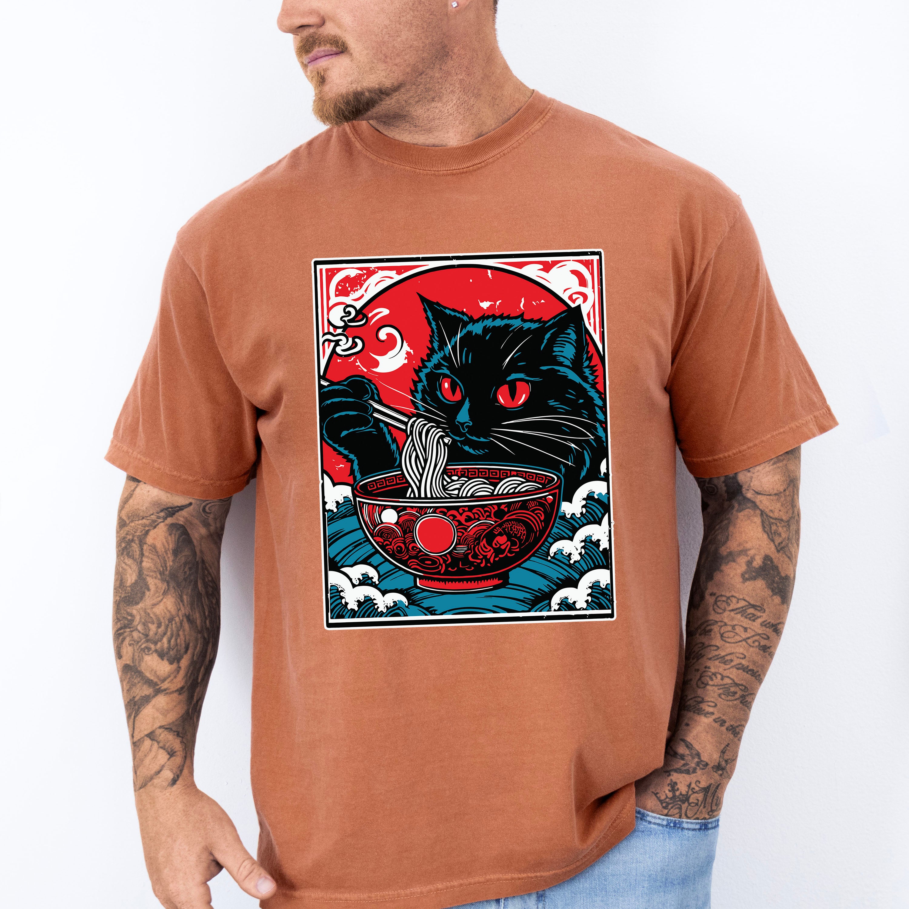 Cat Eating Ramen - Cats Unisex Crewneck T-Shirt Sweatshirt Hoodie