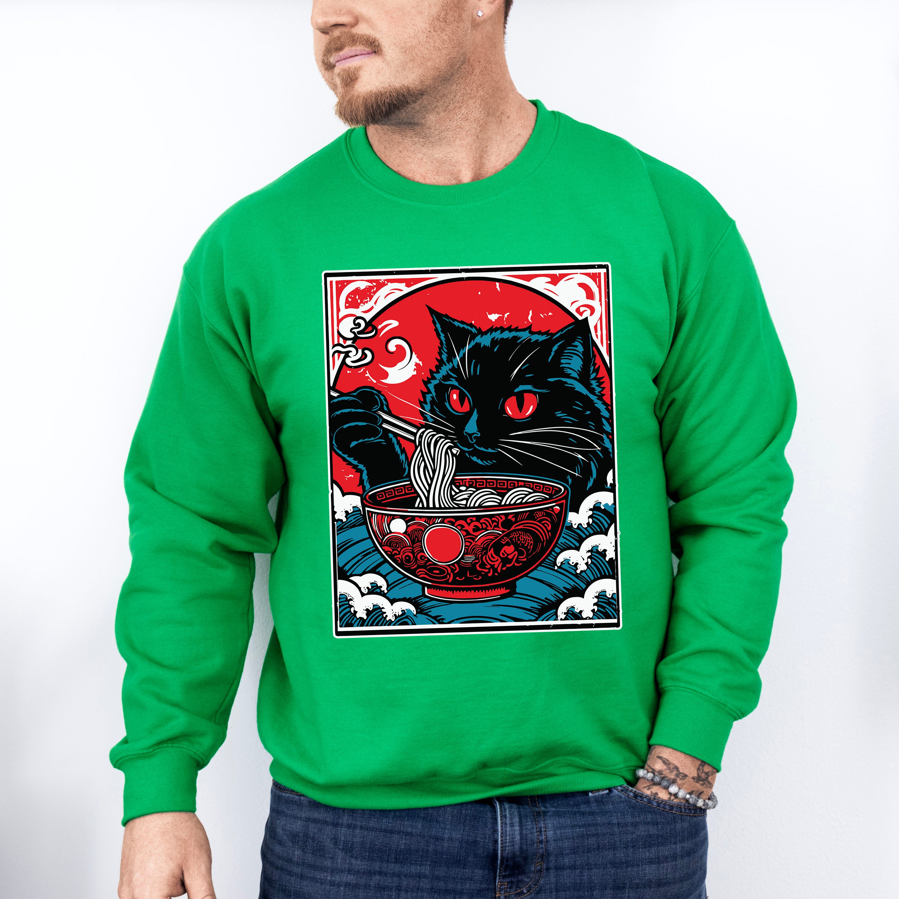 Cat Eating Ramen - Cats Unisex Crewneck T-Shirt Sweatshirt Hoodie