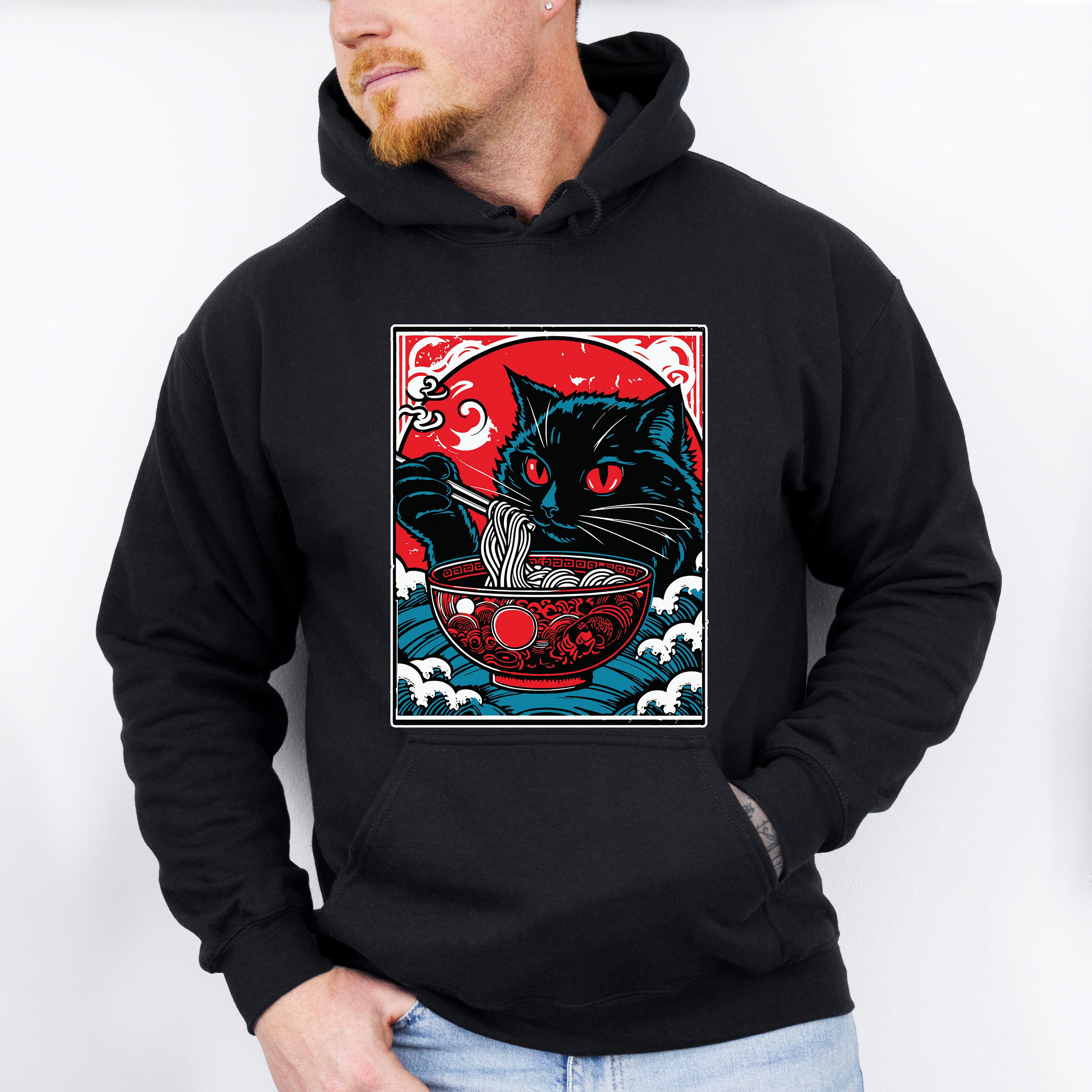 Cat Eating Ramen - Cats Unisex Crewneck T-Shirt Sweatshirt Hoodie