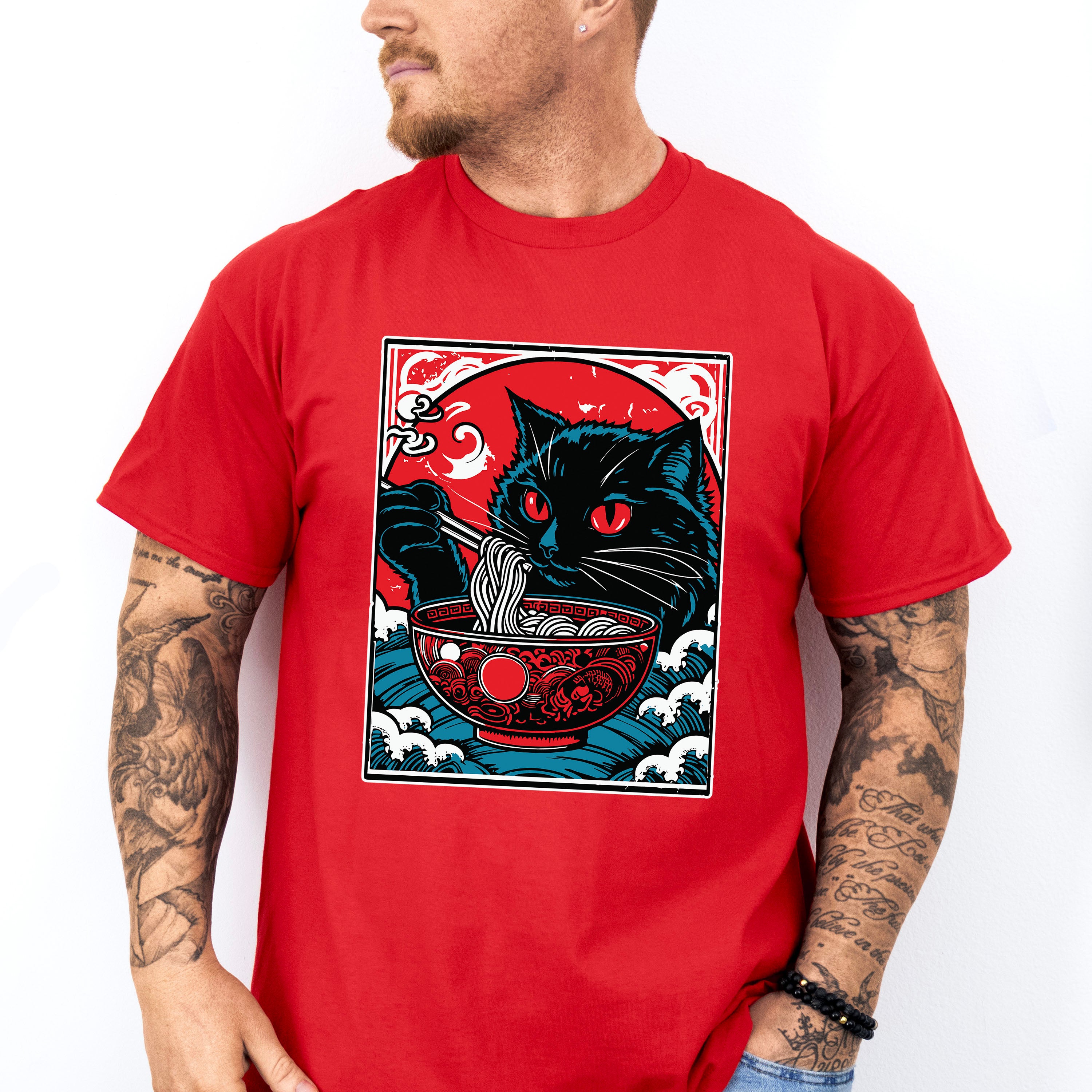 Cat Eating Ramen - Cats Unisex Crewneck T-Shirt Sweatshirt Hoodie