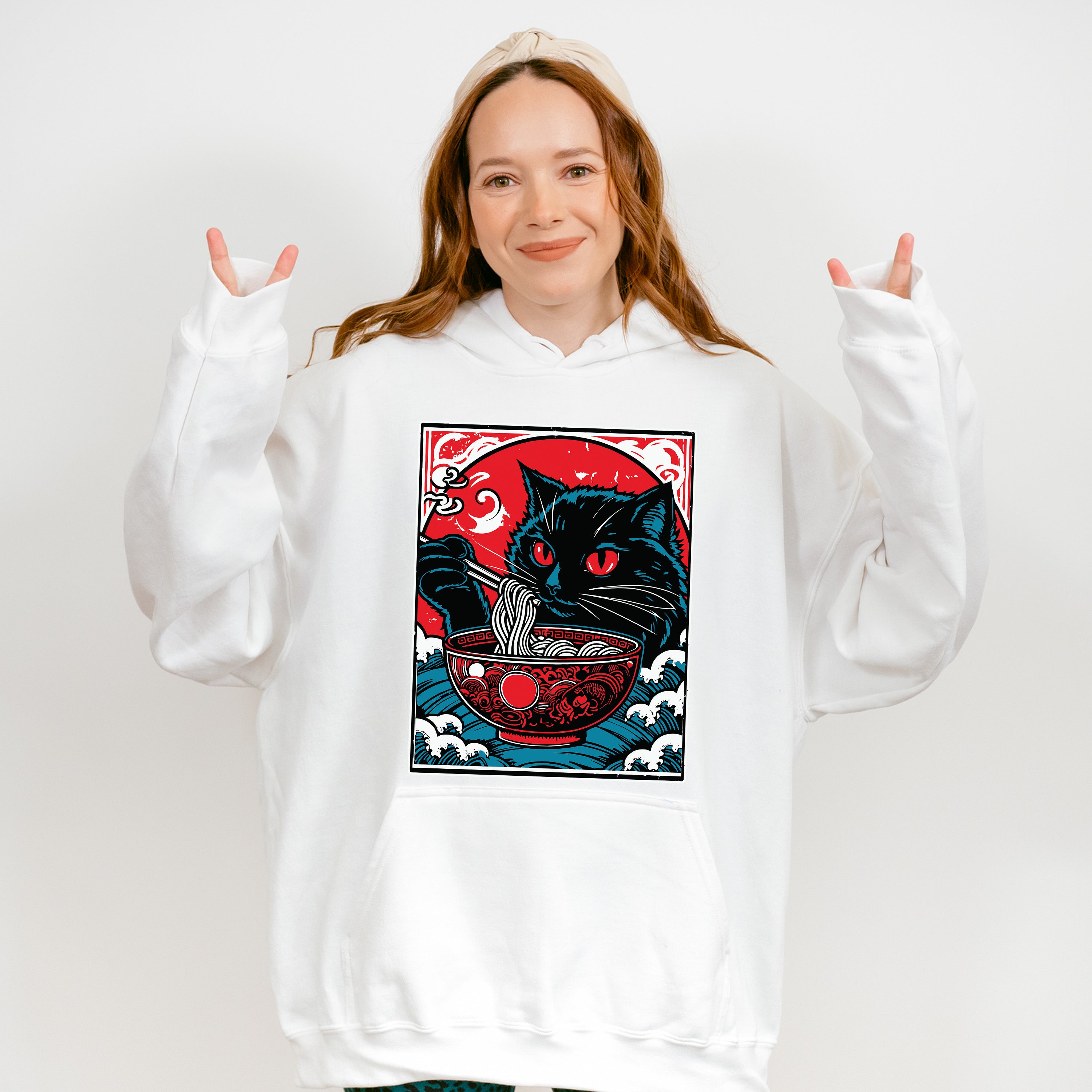 Cat Eating Ramen - Cats Unisex Crewneck T-Shirt Sweatshirt Hoodie