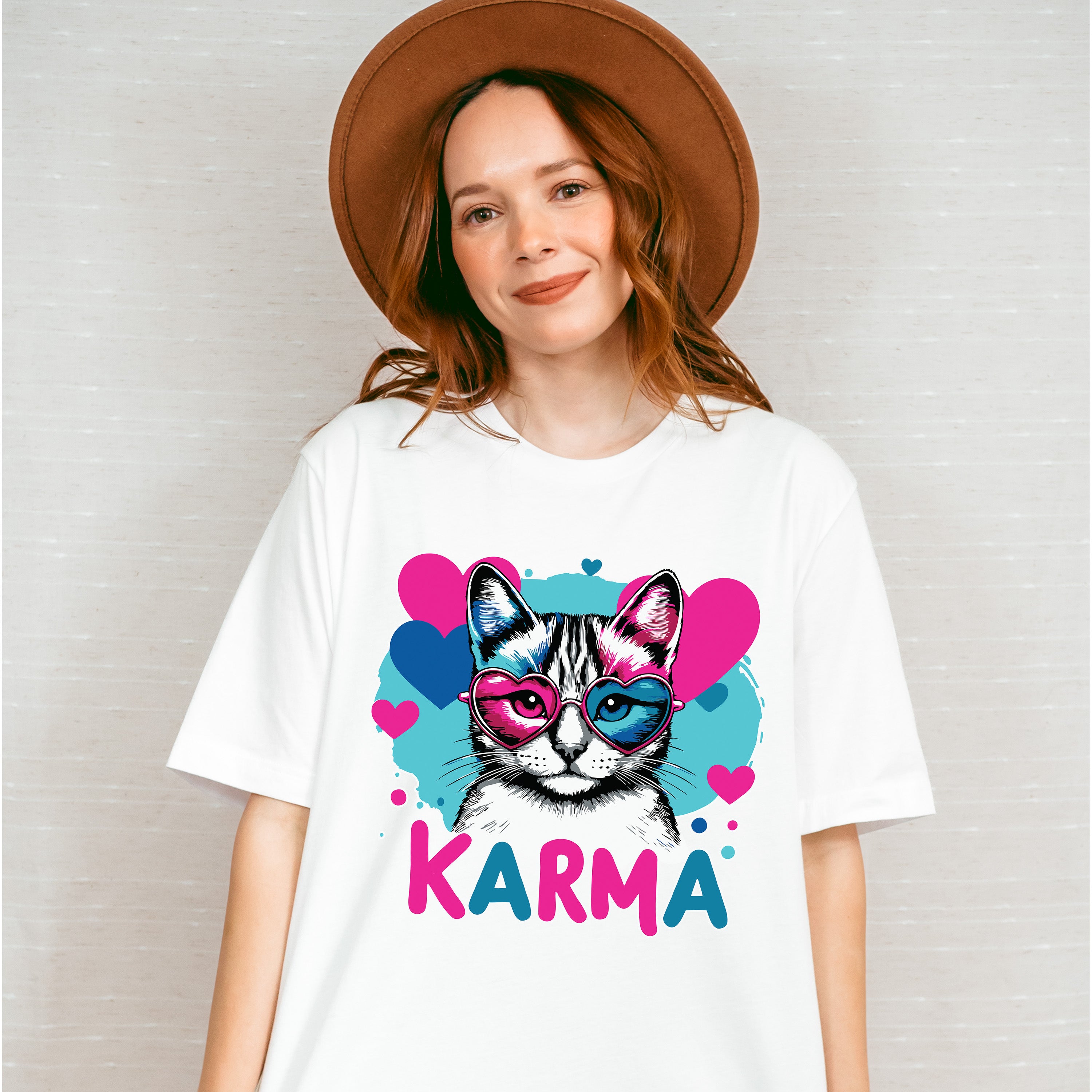 Karma Heart Glasses Cat Design - Cats Unisex Crewneck T-Shirt Sweatshirt Hoodie