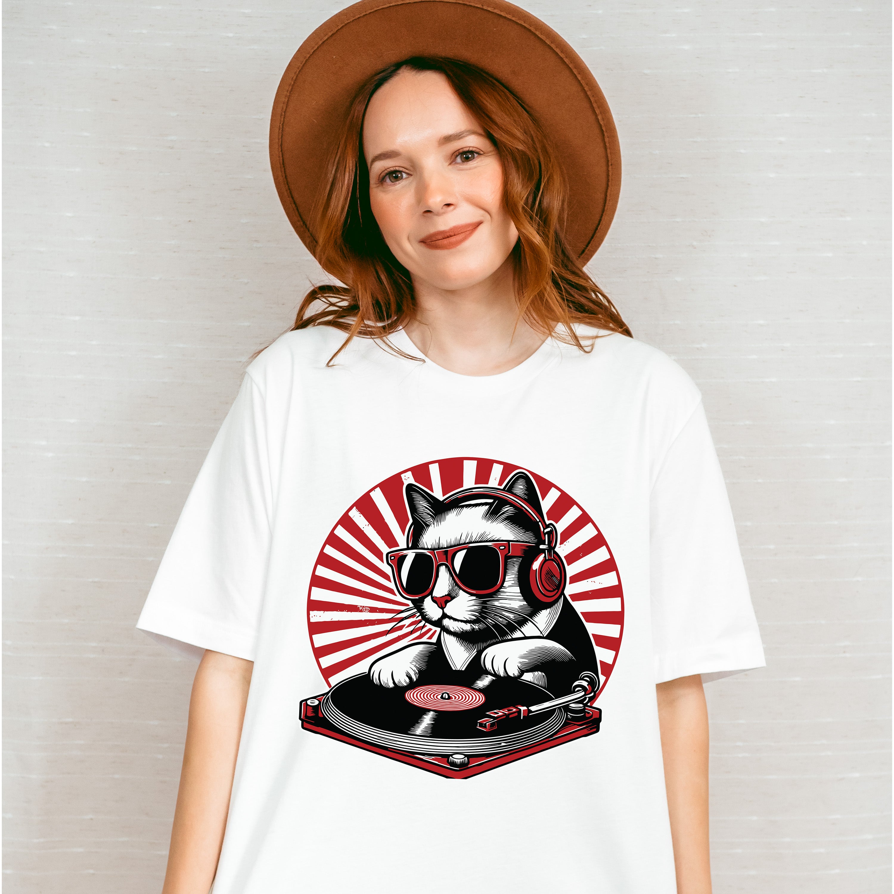 Cat DJ Turntable Design - Cats Unisex Crewneck T-Shirt Sweatshirt Hoodie