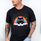 Judging You Silently Rainbow Cat Design - Cats Unisex Crewneck T-Shirt Sweatshirt Hoodie