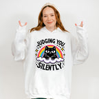 Judging You Silently Rainbow Cat Design - Cats Unisex Crewneck T-Shirt Sweatshirt Hoodie
