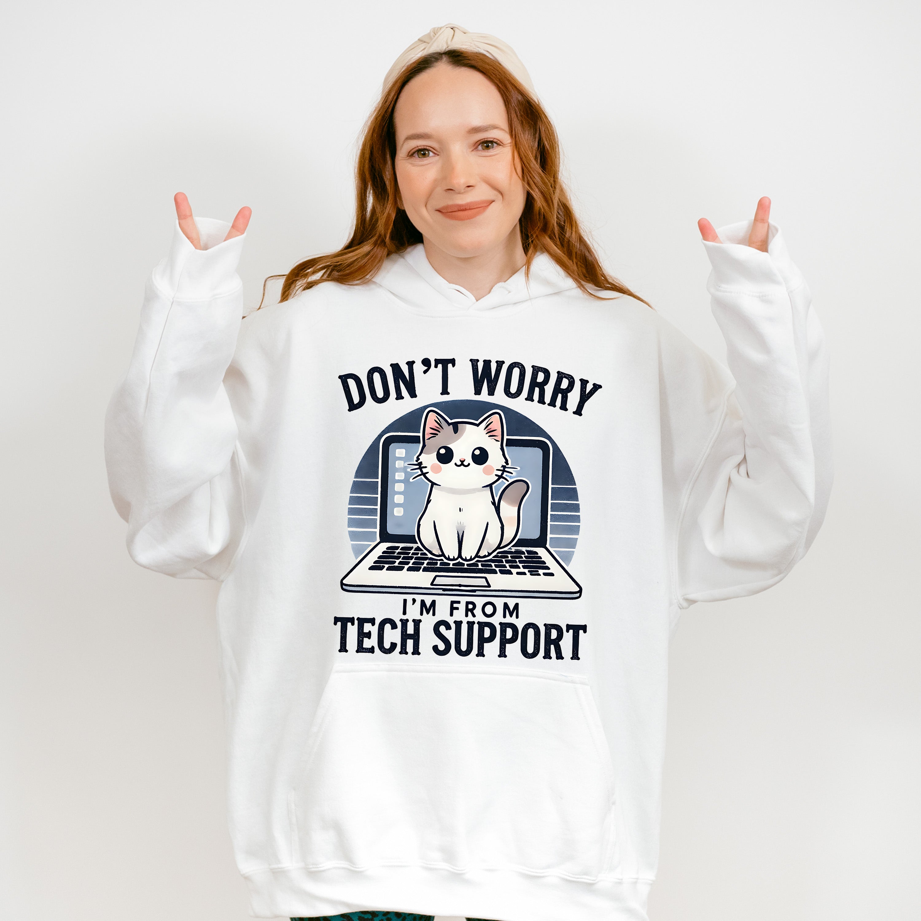 Don't Worry I'm From Tech Support - Cats Unisex Crewneck T-Shirt Sweatshirt Hoodie
