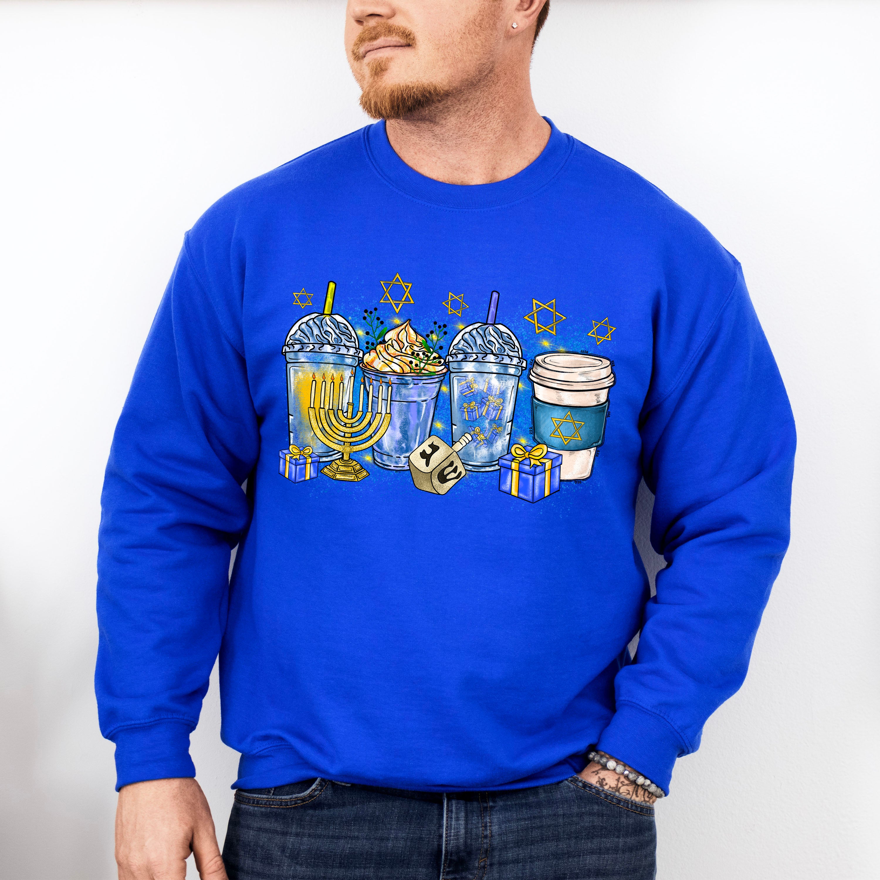 Cups Design - Hanukkah Unisex Crewneck T-Shirt Sweatshirt Hoodie