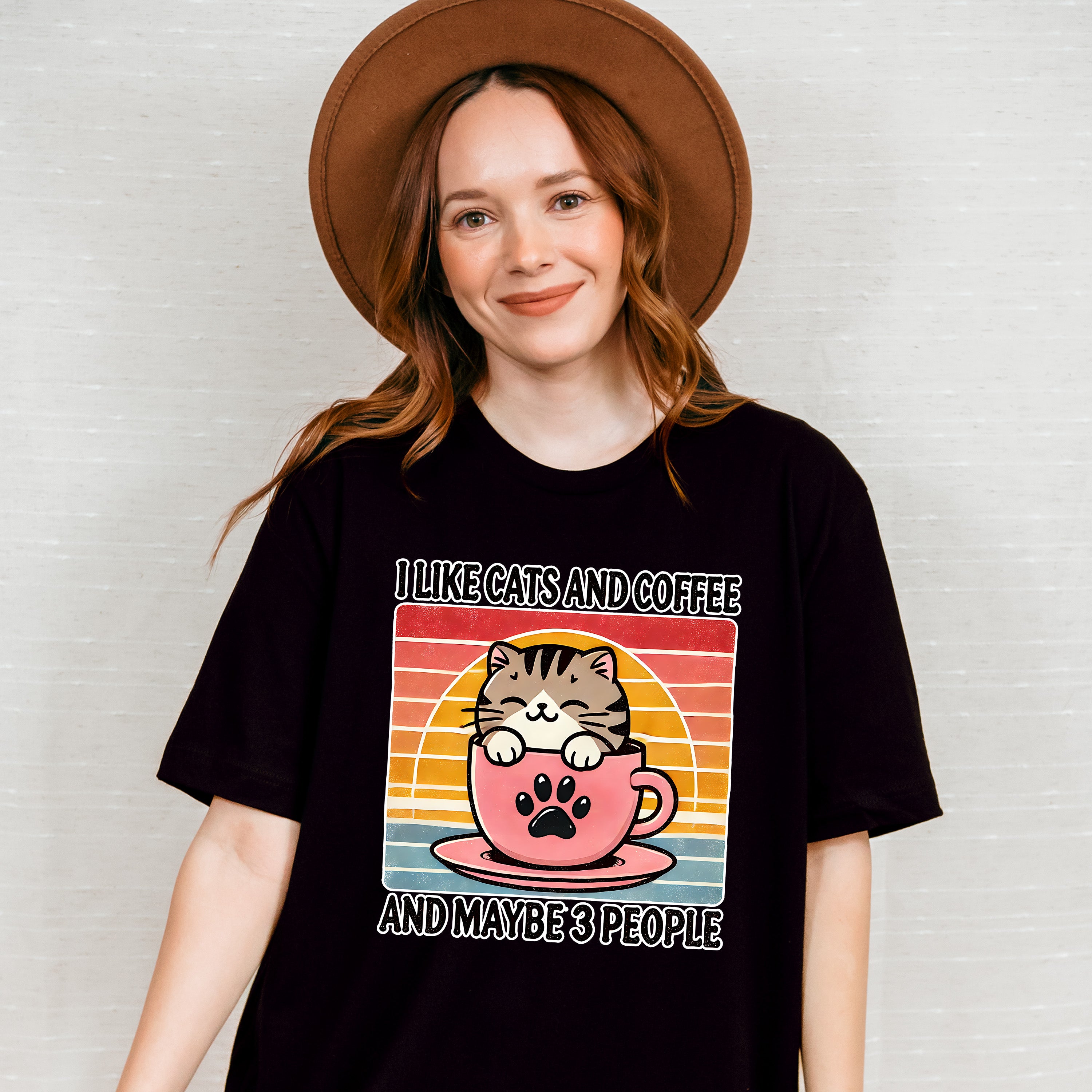 I Like Cats And Coffee And Maybe Three People - Cats Unisex Crewneck T-Shirt Sweatshirt Hoodie