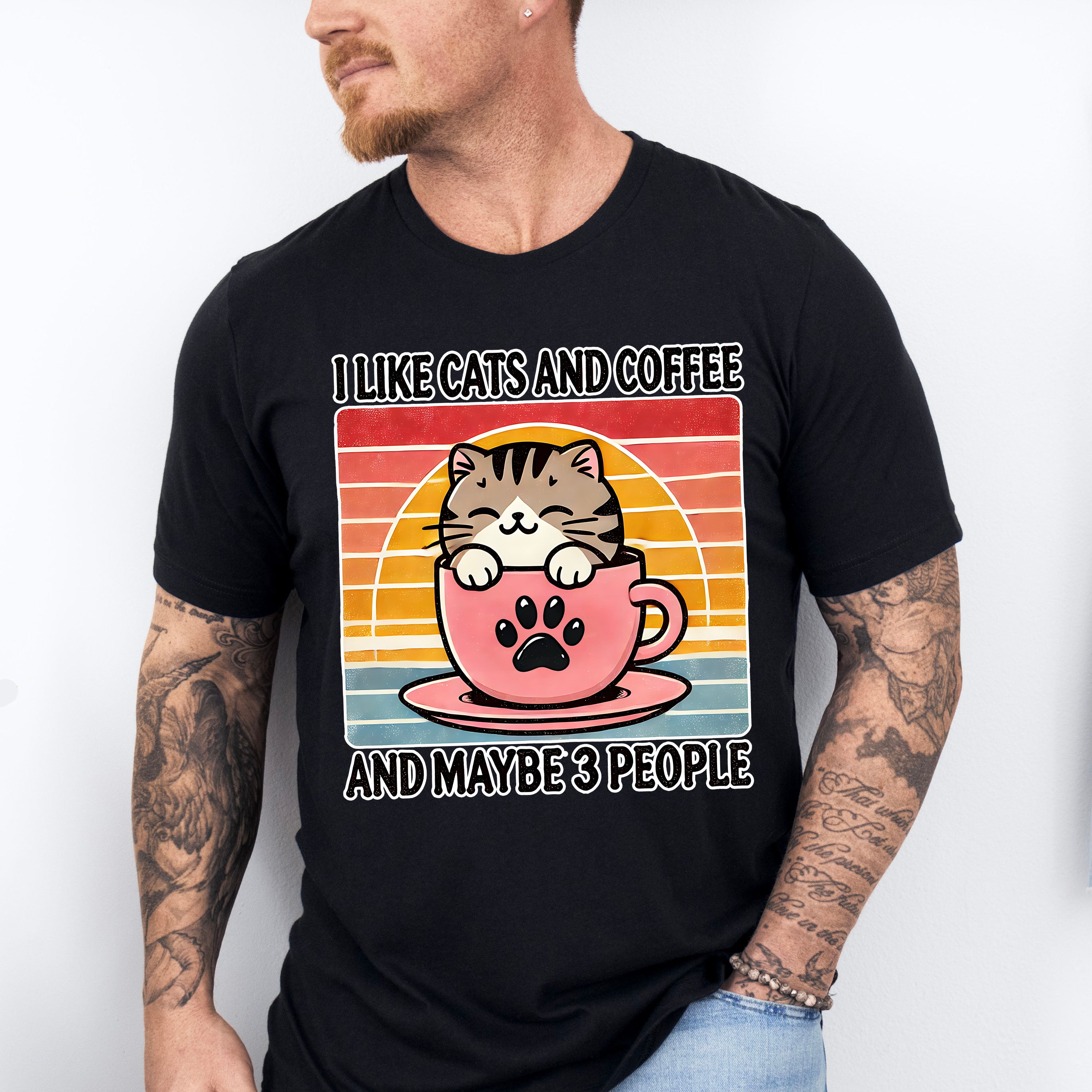 I Like Cats And Coffee And Maybe Three People - Cats Unisex Crewneck T-Shirt Sweatshirt Hoodie