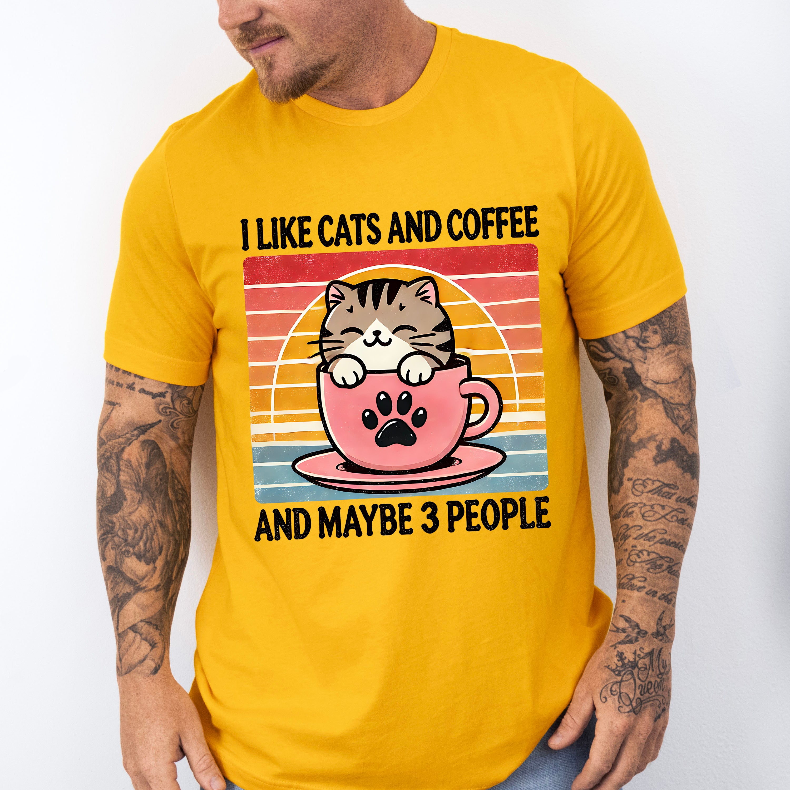 I Like Cats And Coffee And Maybe Three People - Cats Unisex Crewneck T-Shirt Sweatshirt Hoodie