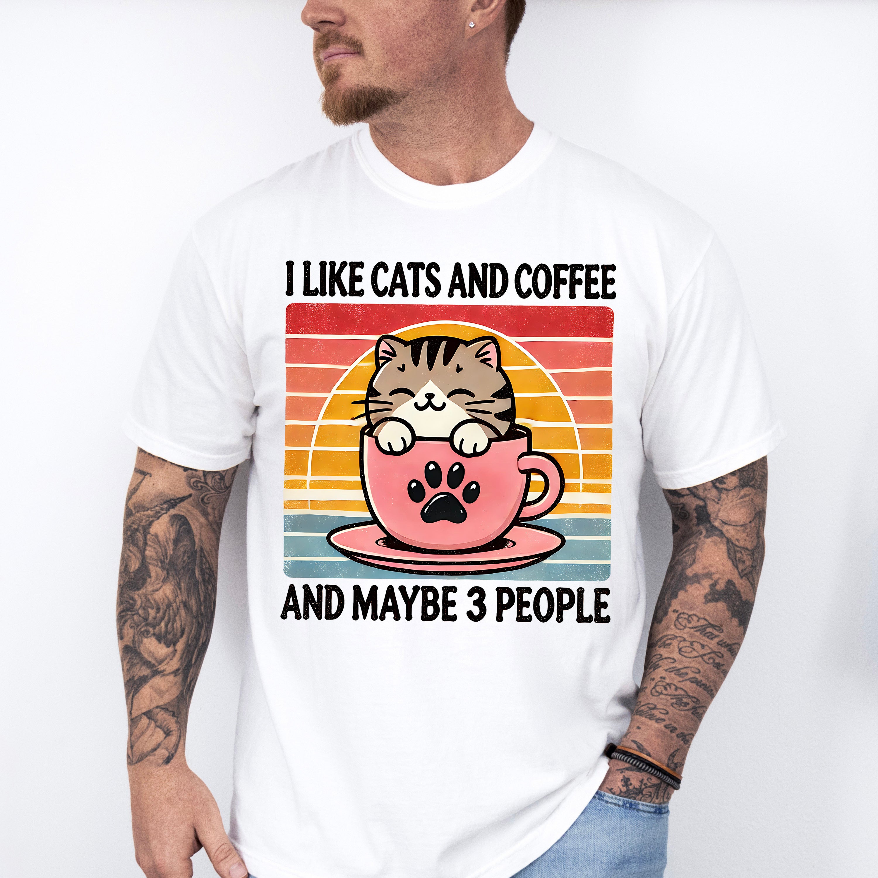I Like Cats And Coffee And Maybe Three People - Cats Unisex Crewneck T-Shirt Sweatshirt Hoodie