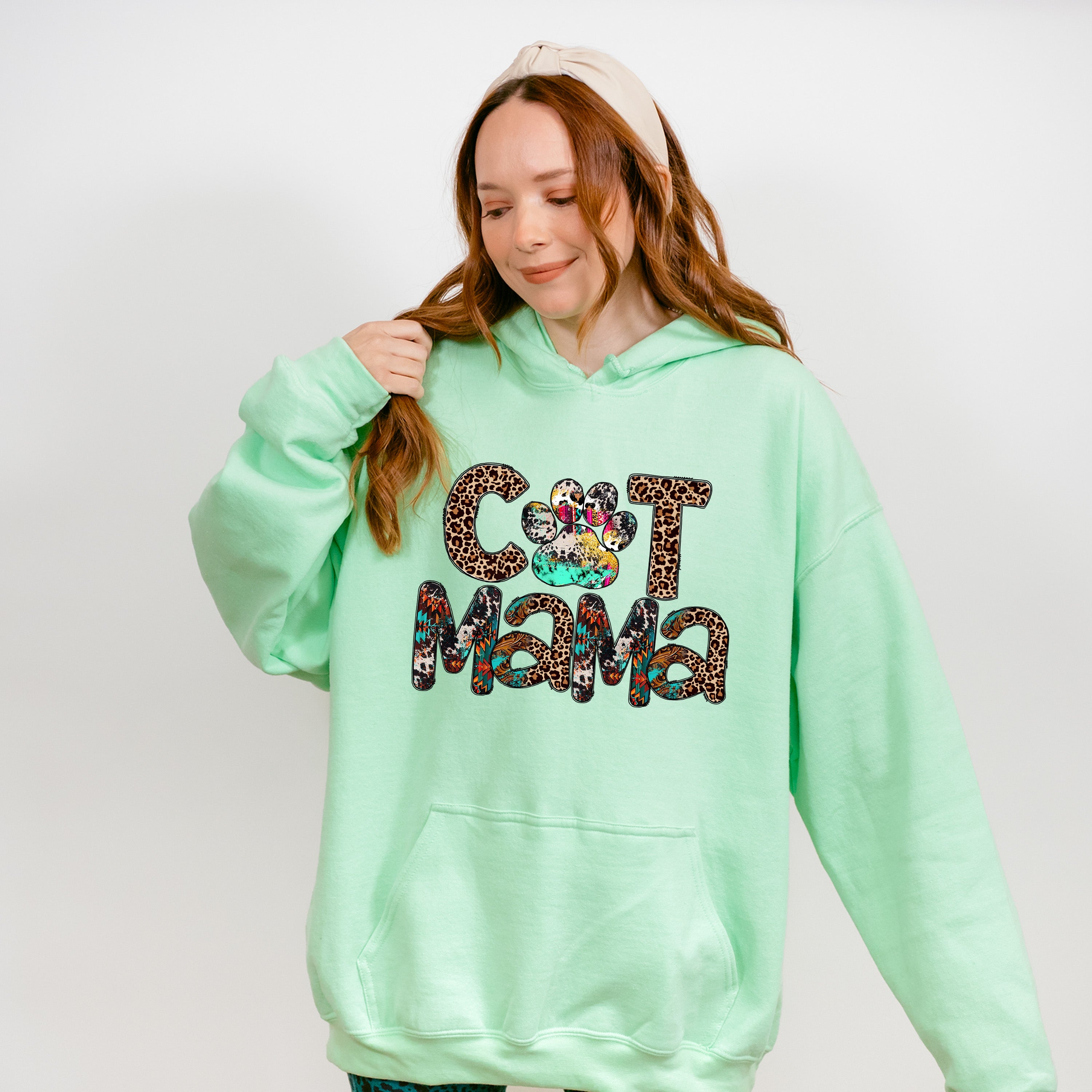 Cat Mama Leopard Print Design - Cats Unisex Crewneck T-Shirt Sweatshirt Hoodie