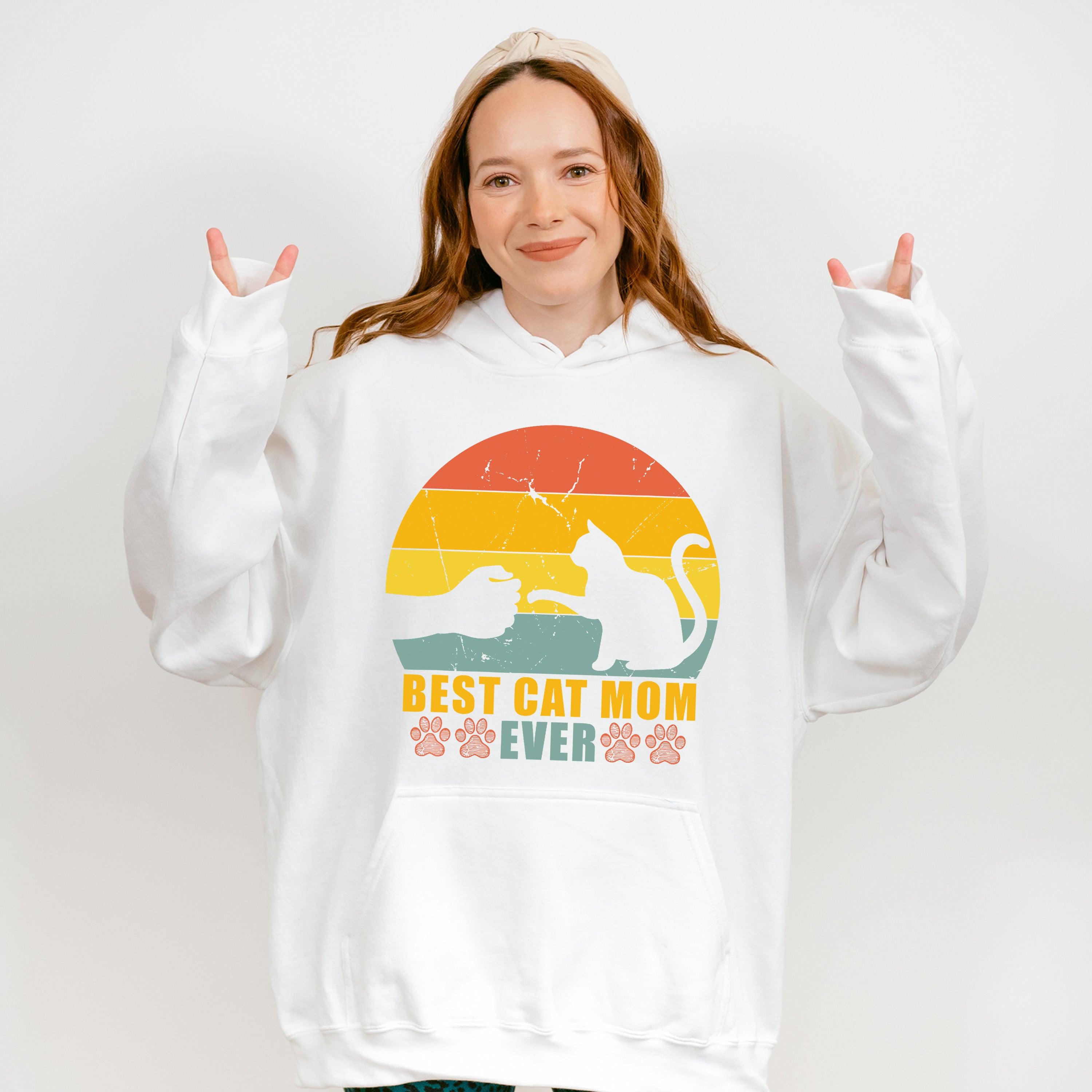 Best Cat Mom Ever Paw Design - Cats Unisex Crewneck T-Shirt Sweatshirt Hoodie