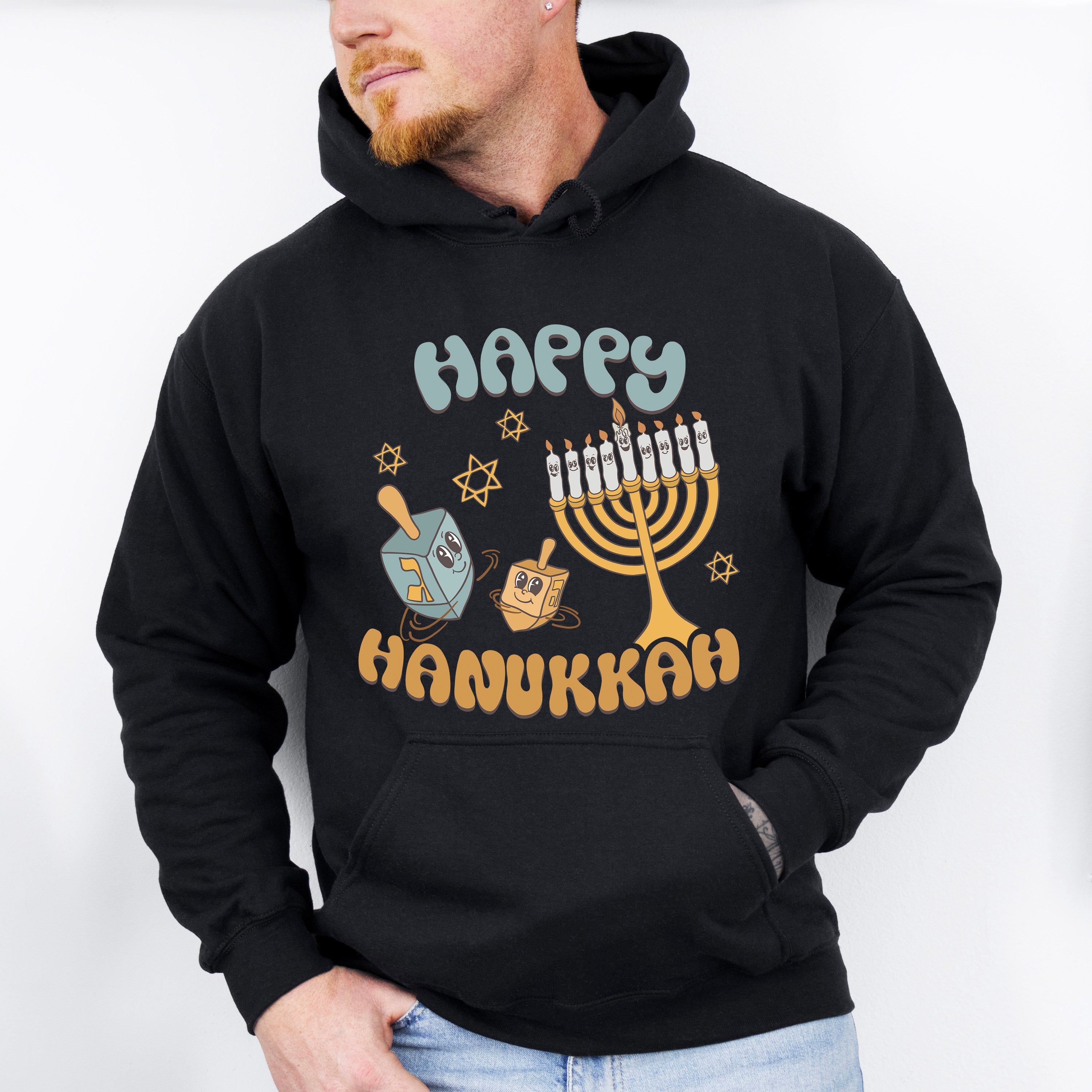 Happy Hanukkah Candlestick Design - Hanukka Unisex Crewneck T-Shirt Sweatshirt Hoodie
