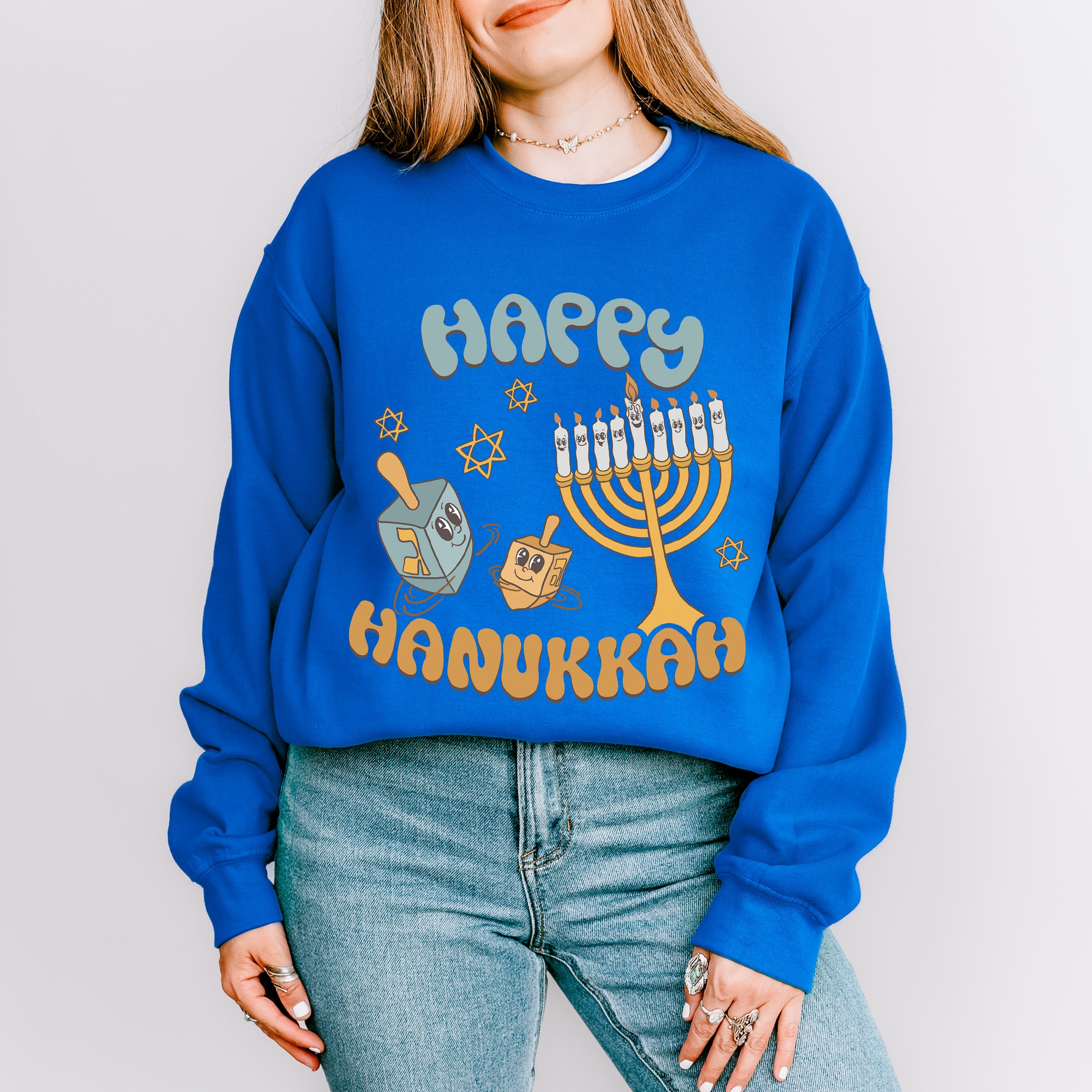 Happy Hanukkah Candlestick Design - Hanukka Unisex Crewneck T-Shirt Sweatshirt Hoodie