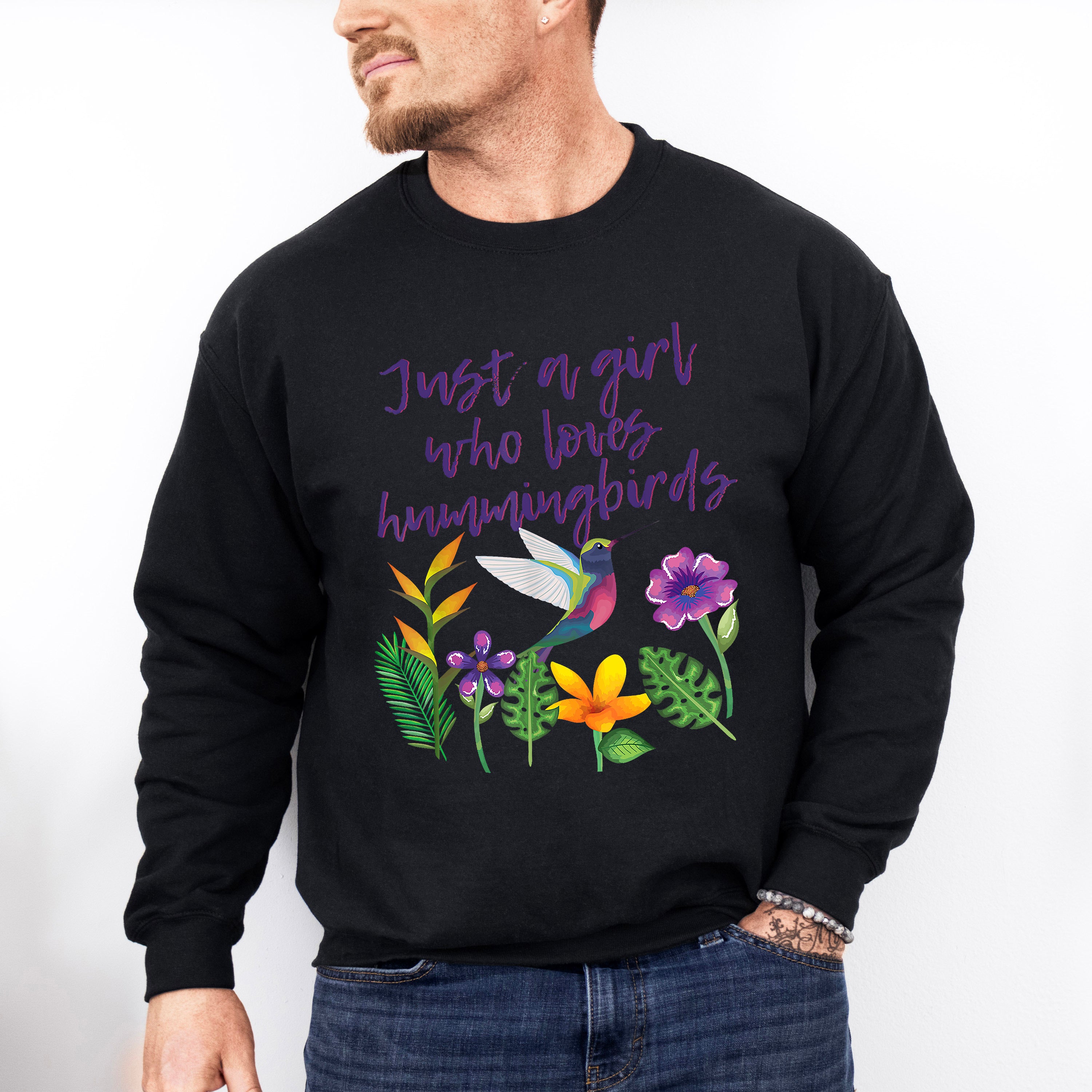 Just A Girl Who Loves Hummingbirds - Birds Unisex Crewneck T-Shirt Sweatshirt Hoodie