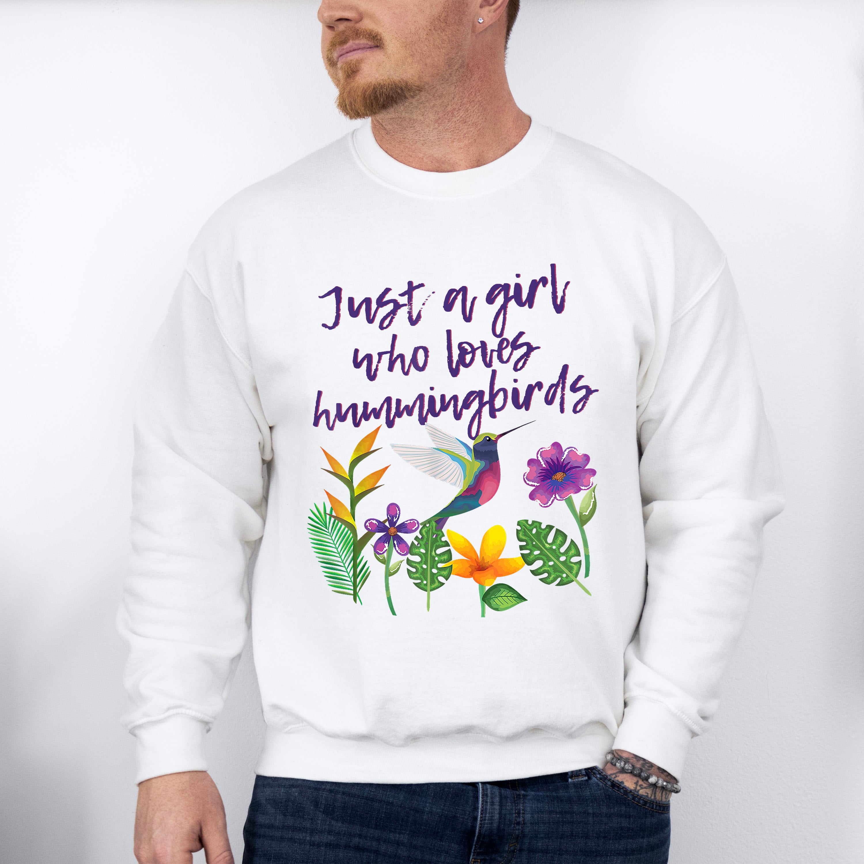 Just A Girl Who Loves Hummingbirds - Birds Unisex Crewneck T-Shirt Sweatshirt Hoodie
