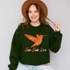 Hope Faith Love Orange Hummingbird Design - Birds Unisex Crewneck T-Shirt Sweatshirt Hoodie