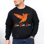 Hope Faith Love Orange Hummingbird Design - Birds Unisex Crewneck T-Shirt Sweatshirt Hoodie