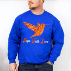 Hope Faith Love Orange Hummingbird Design - Birds Unisex Crewneck T-Shirt Sweatshirt Hoodie