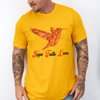Hope Faith Love Orange Hummingbird Design - Birds Unisex Crewneck T-Shirt Sweatshirt Hoodie