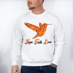 Hope Faith Love Orange Hummingbird Design - Birds Unisex Crewneck T-Shirt Sweatshirt Hoodie