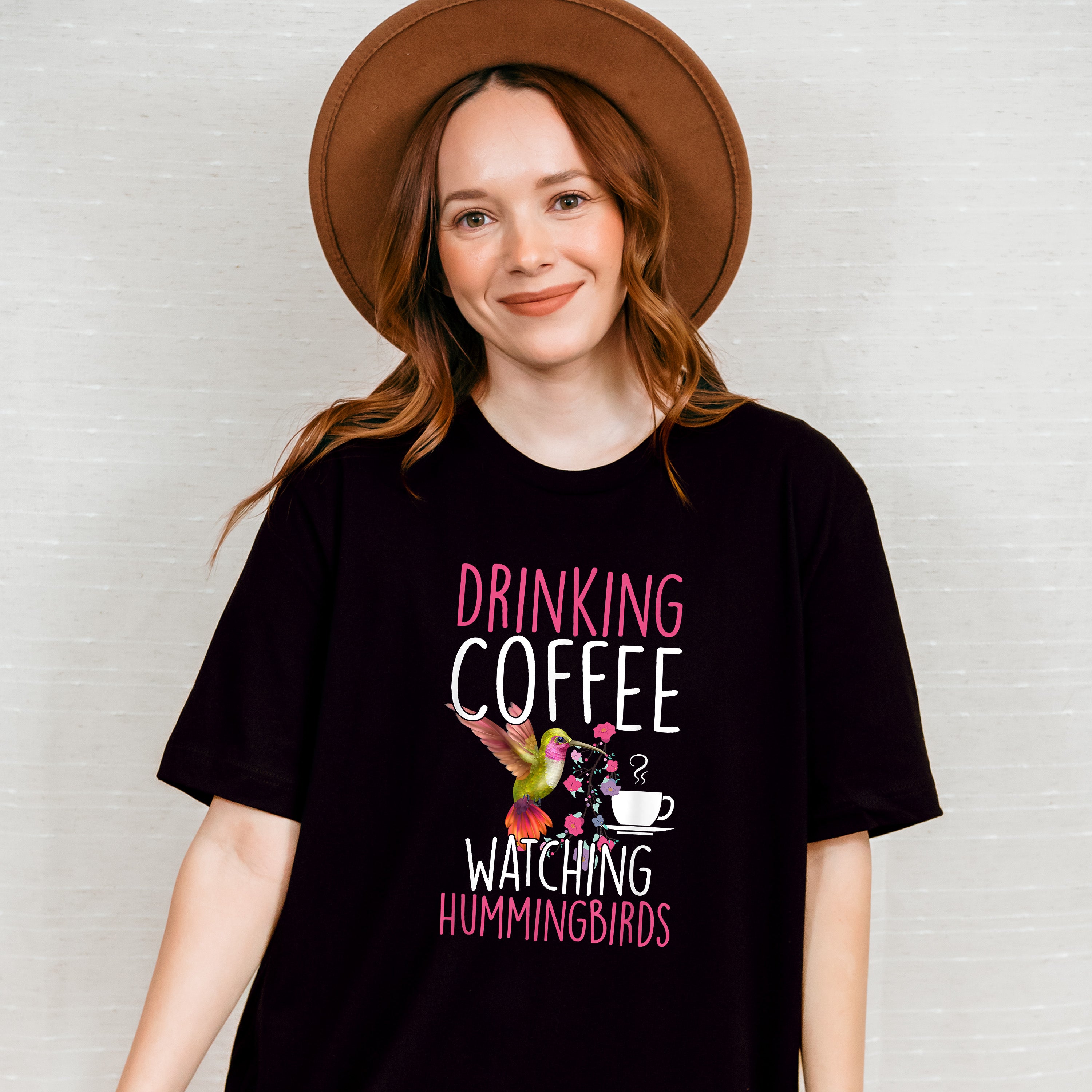 Drinking Coffee Watching Hummingbirds - Birds Unisex Crewneck T-Shirt Sweatshirt Hoodie