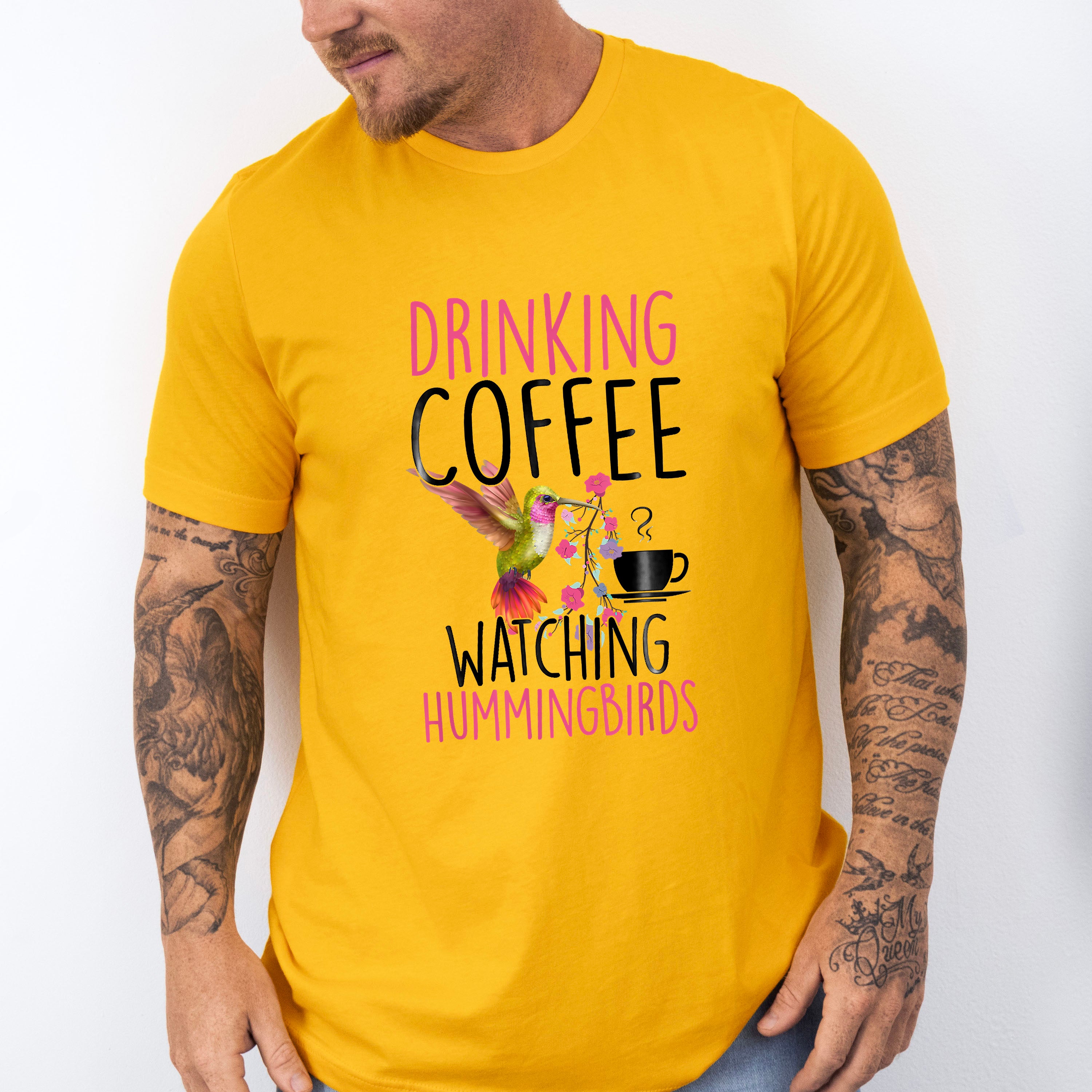 Drinking Coffee Watching Hummingbirds - Birds Unisex Crewneck T-Shirt Sweatshirt Hoodie