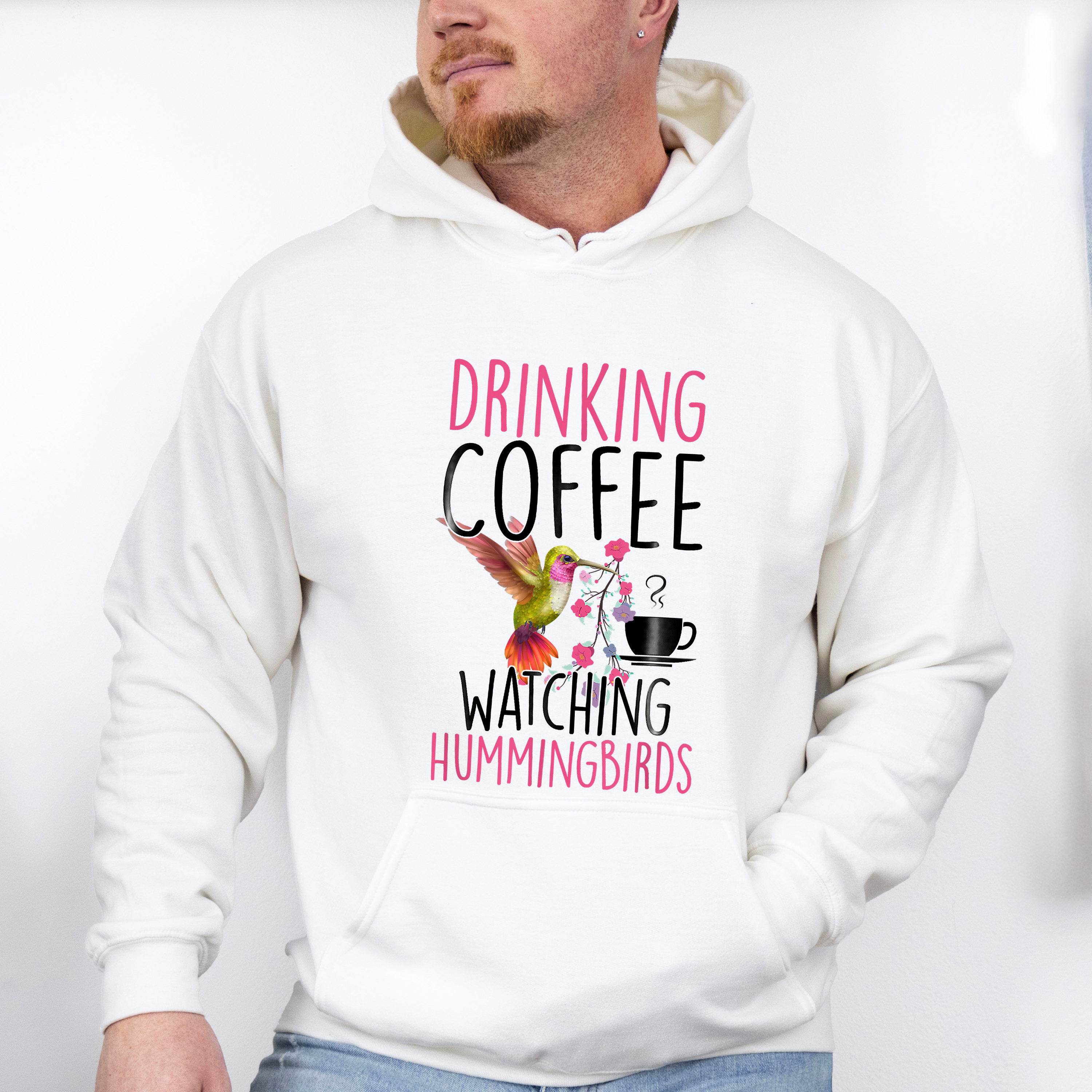Drinking Coffee Watching Hummingbirds - Birds Unisex Crewneck T-Shirt Sweatshirt Hoodie