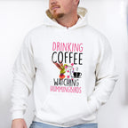 Drinking Coffee Watching Hummingbirds - Birds Unisex Crewneck T-Shirt Sweatshirt Hoodie