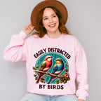 Easily Distracted By Birds Colorful Design - Birds Unisex Crewneck T-Shirt Sweatshirt Hoodie